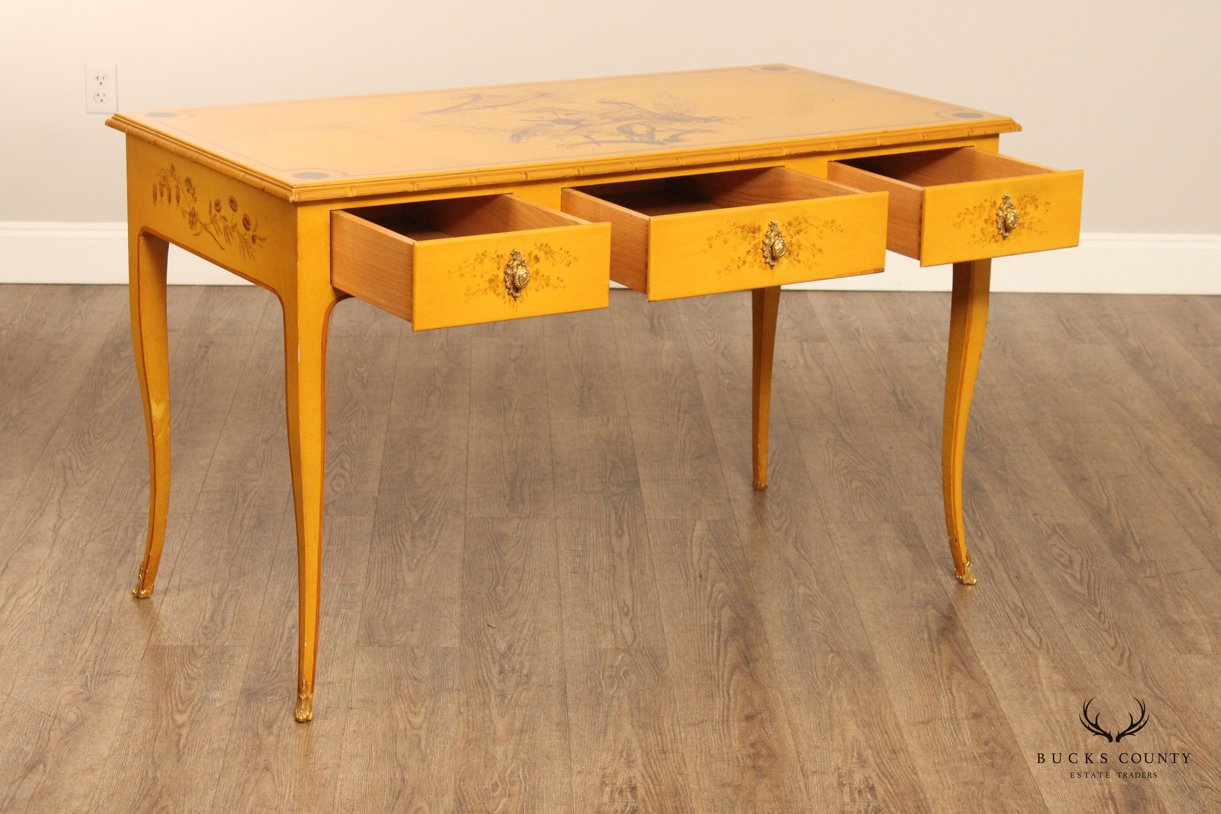 Chinoiserie Painted Three-Drawer Writing Desk