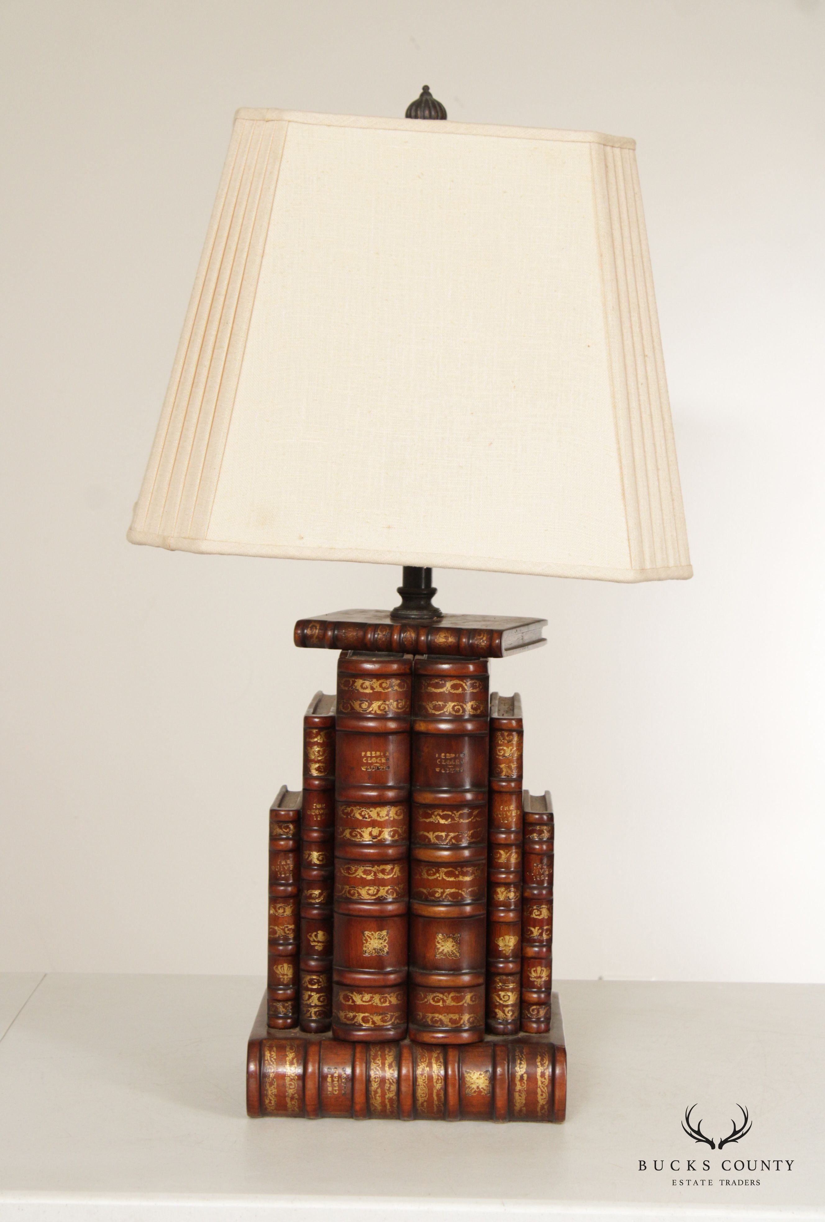 Carved Wood Faux Book Table Lamp