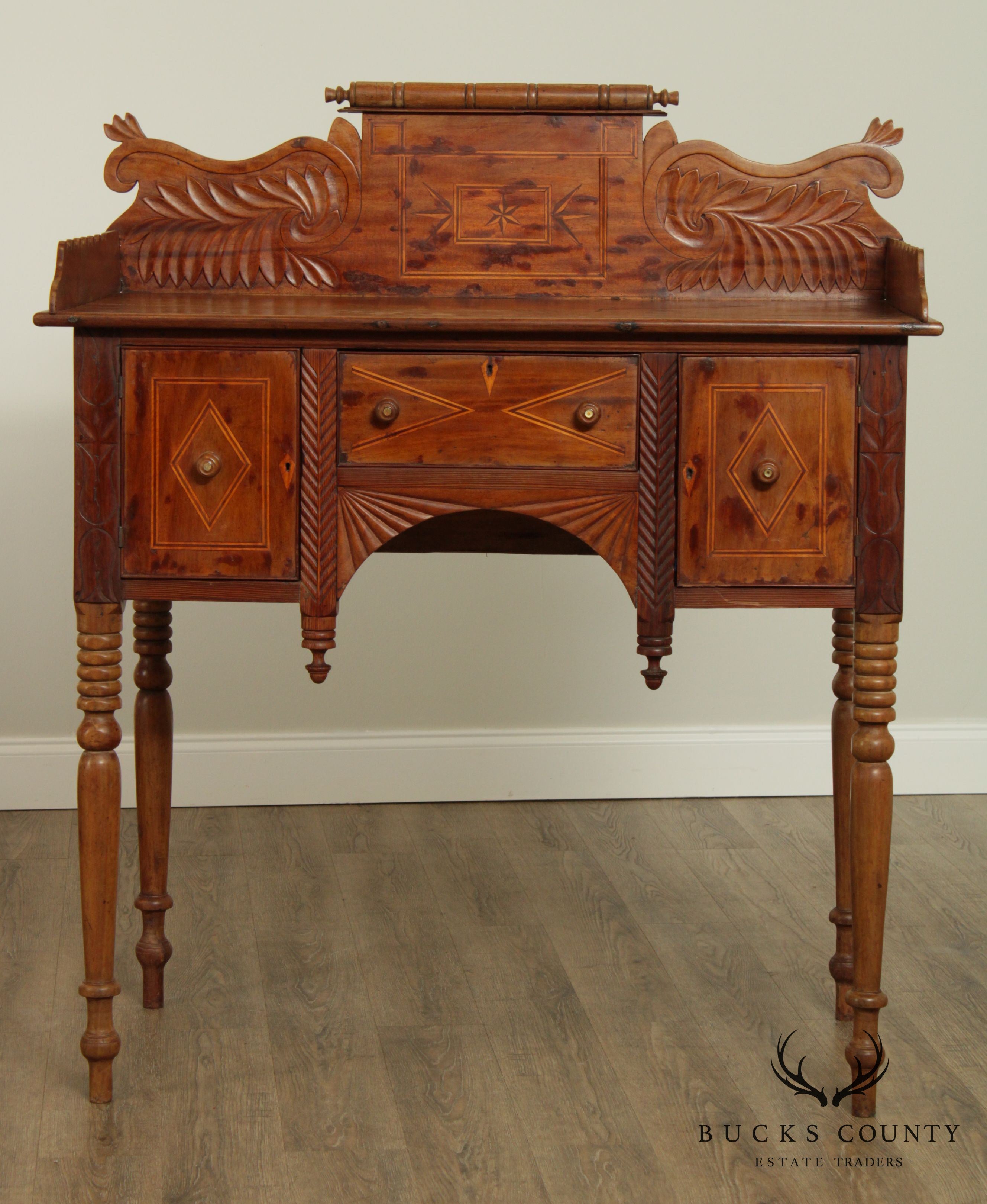 Caribbean or West Indies Antique Mahogany Inlaid Server