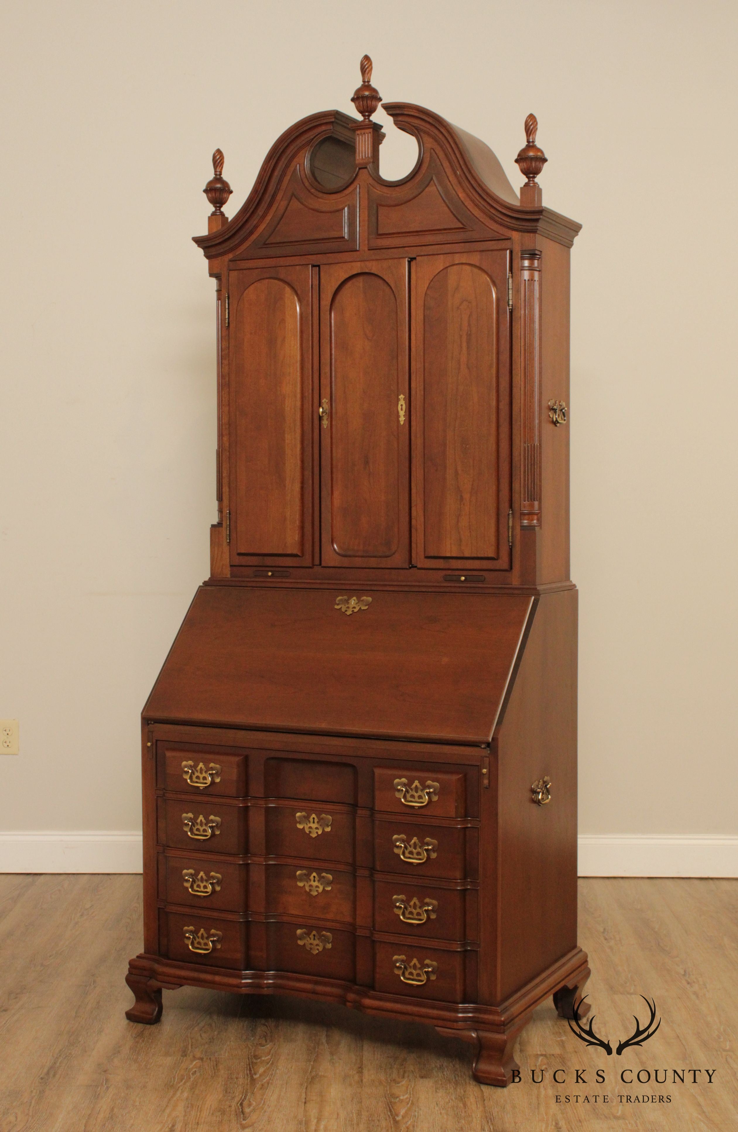 Maddox Chippendale Style Block Front Cherry Secretary Desk