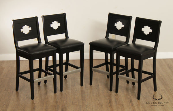 Classic Leather Inc. Enthusiast Collection Set of Four Harley Davidson Bar Stools
