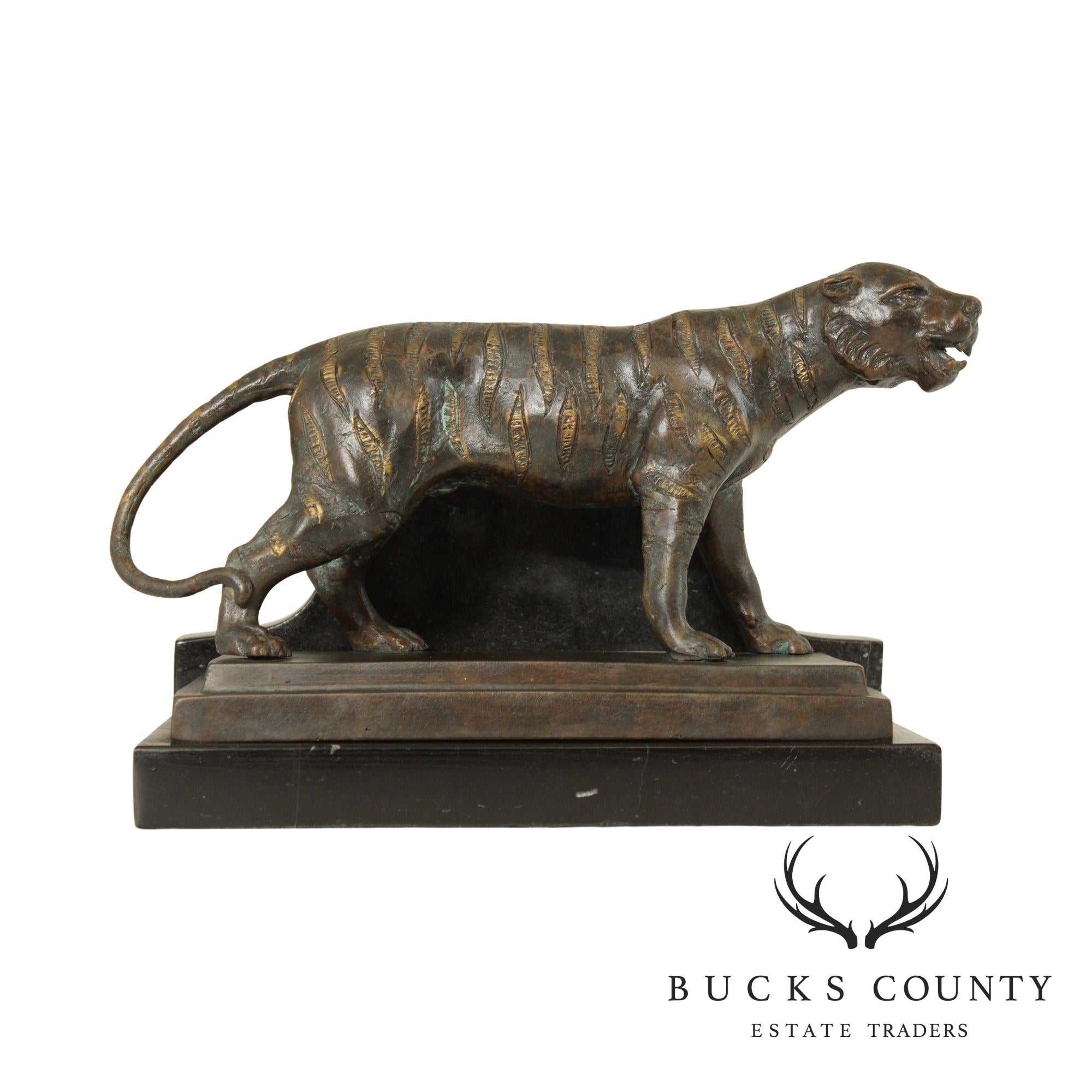 Maitland Smith Bronze Tiger Bookend