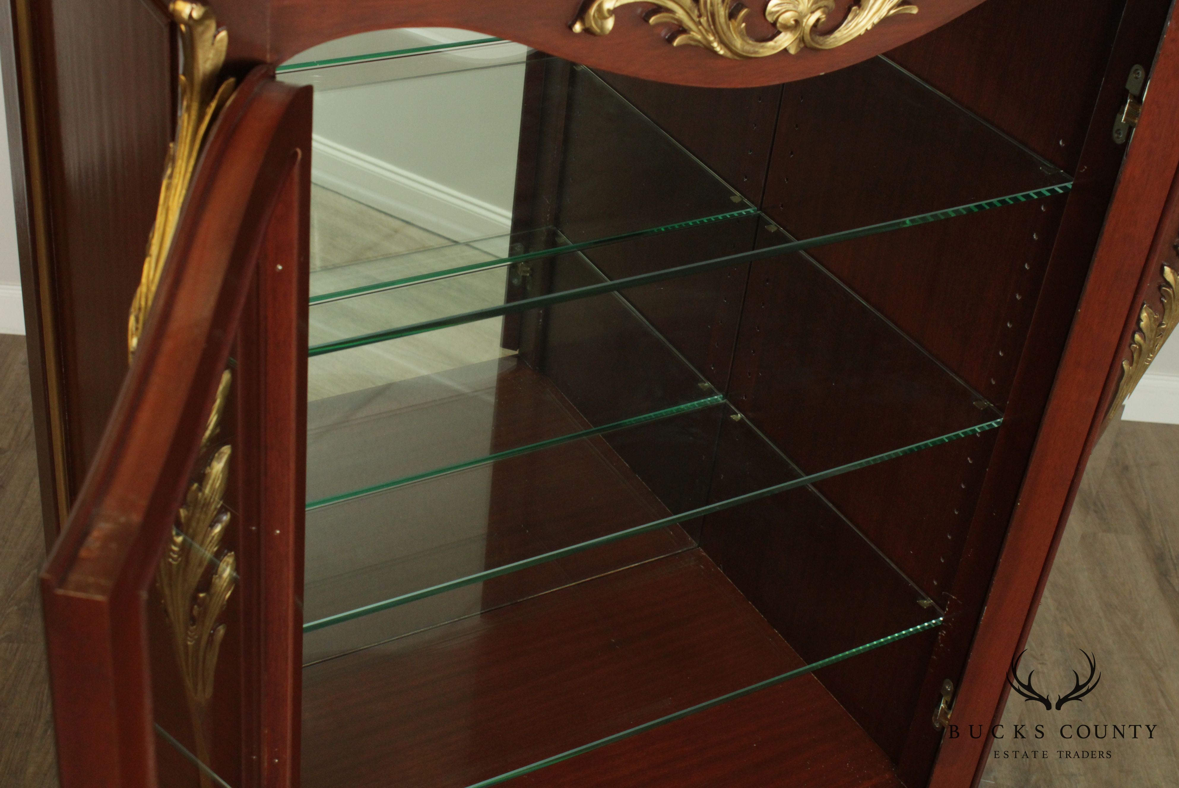 Art Nouveau Style Custom Quality Mahogany & Partial Gilt China Cabinets