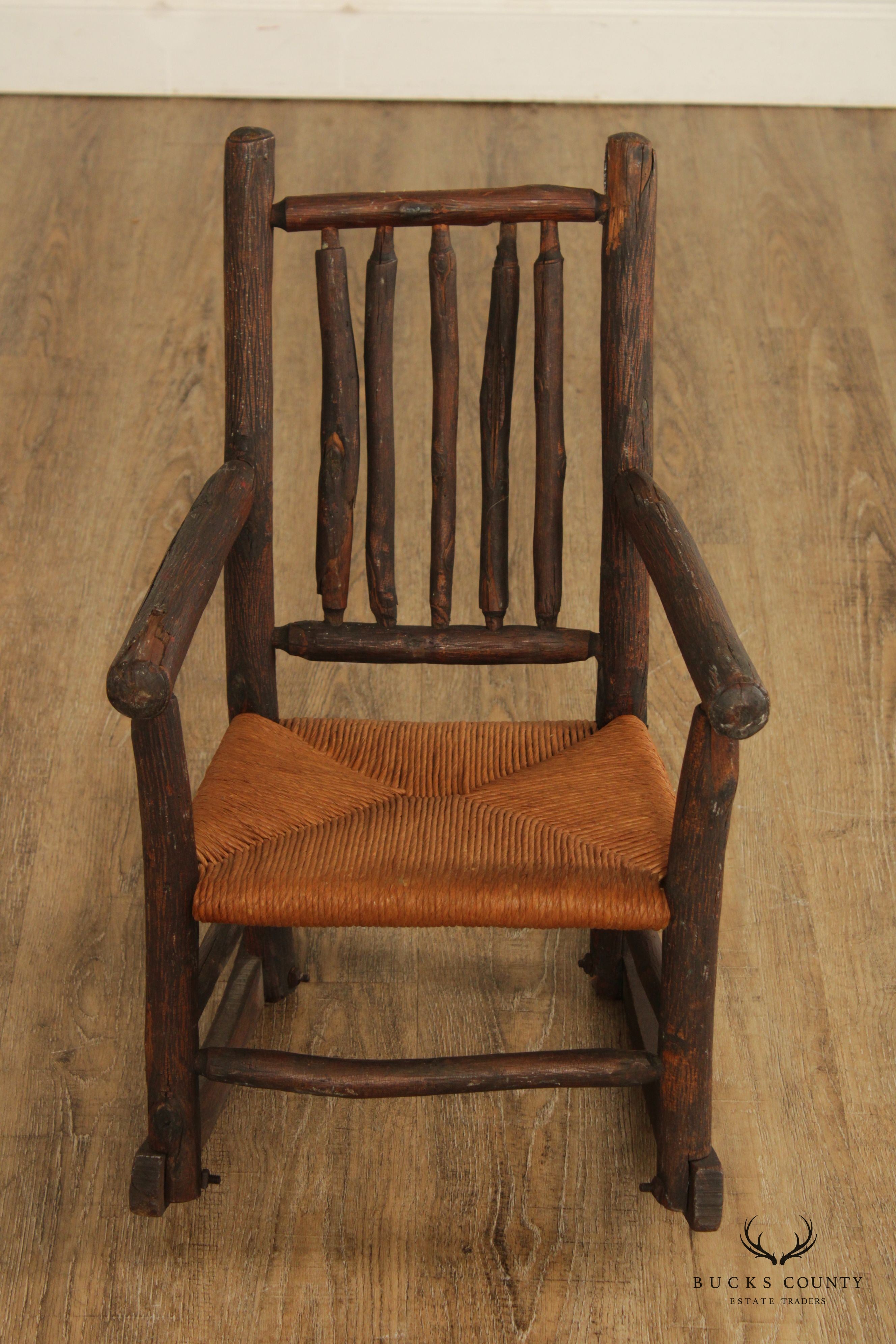 Antique Adirondack Rustic Style Children's Rocking Chair