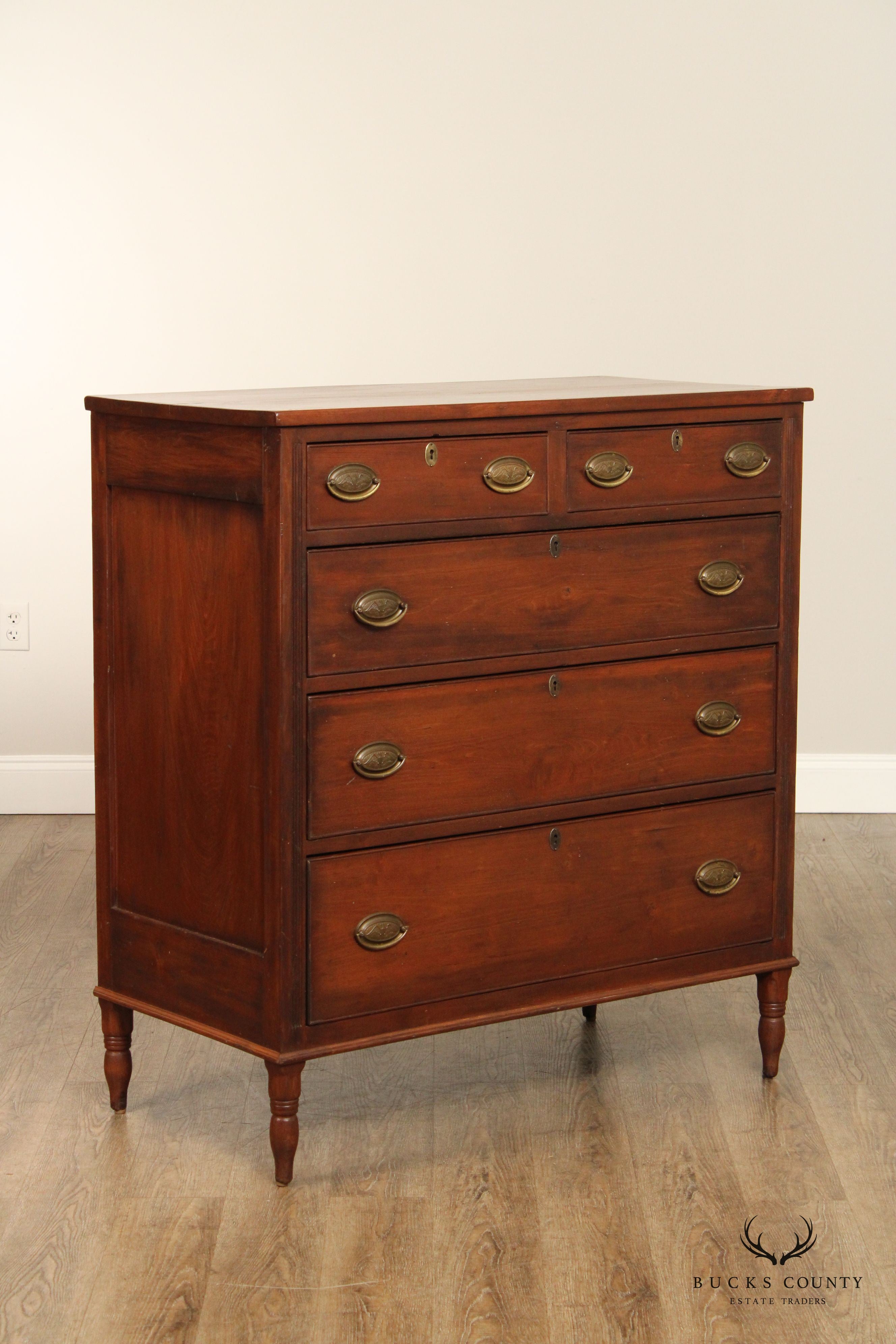 Antique Pennsylvania Sheraton Period Poplar Chest of Drawers