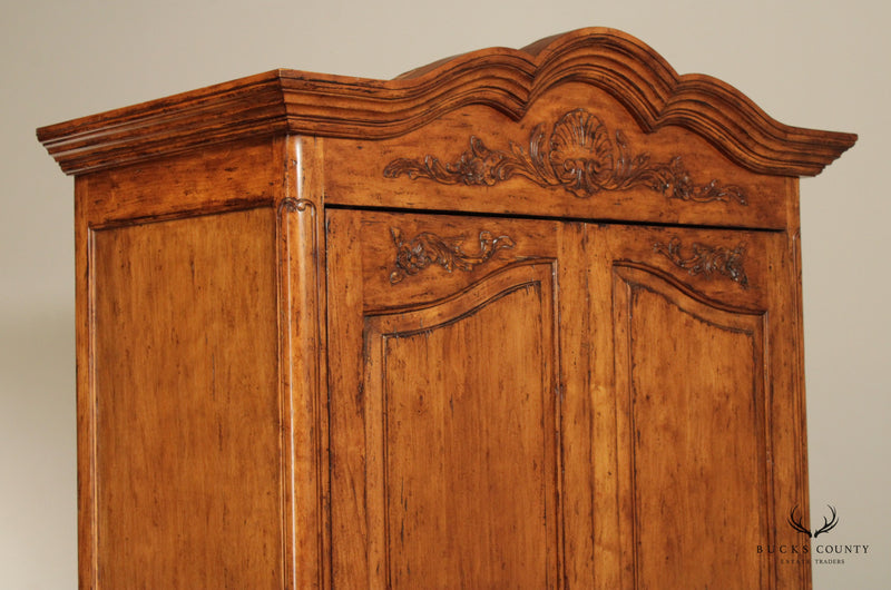 French Provincial Louis XV Style Fruit Wood Armoire