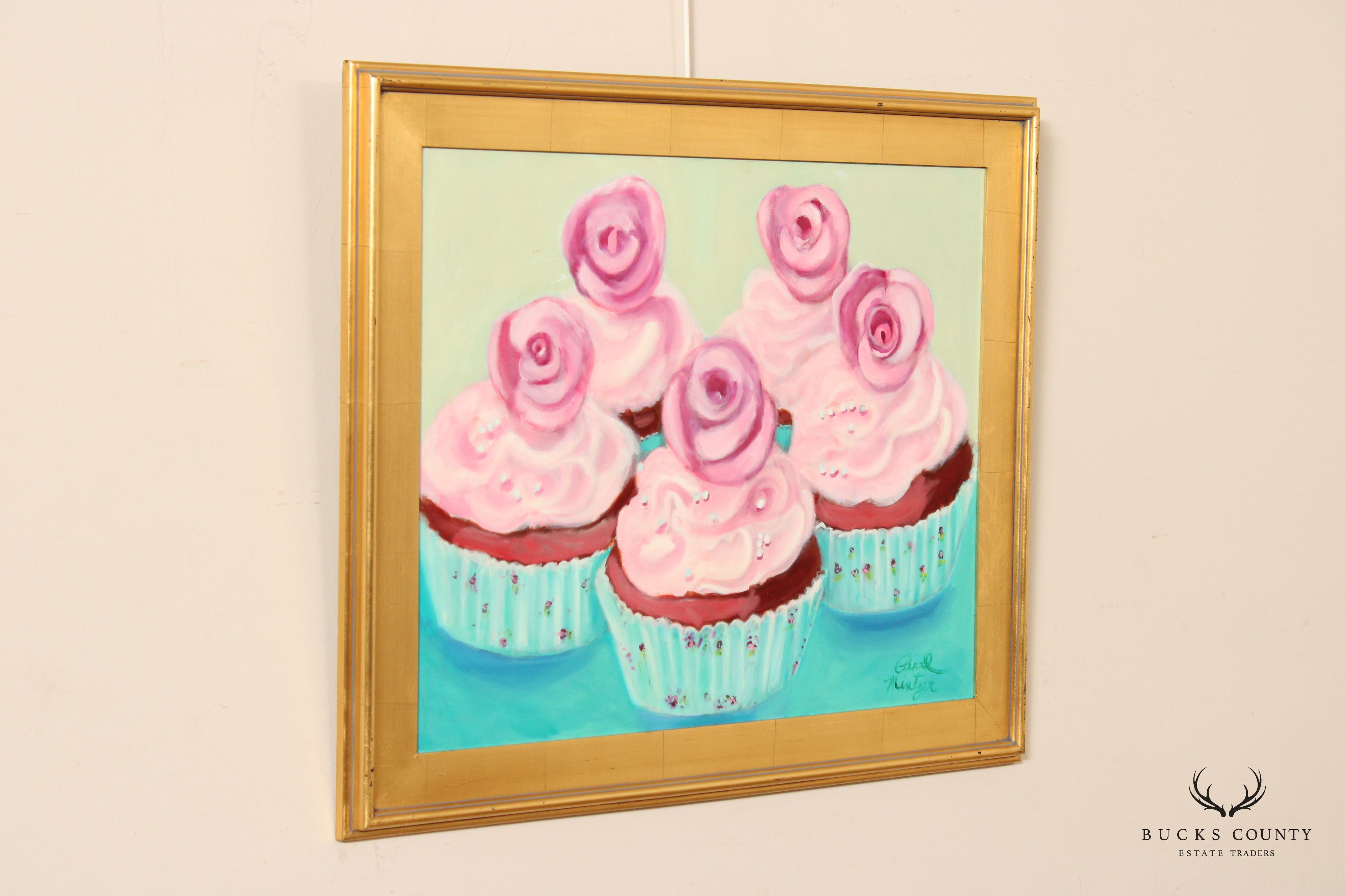 Pearl Mintzer 'Red Velvet Cupcakes' Original Oil Painting