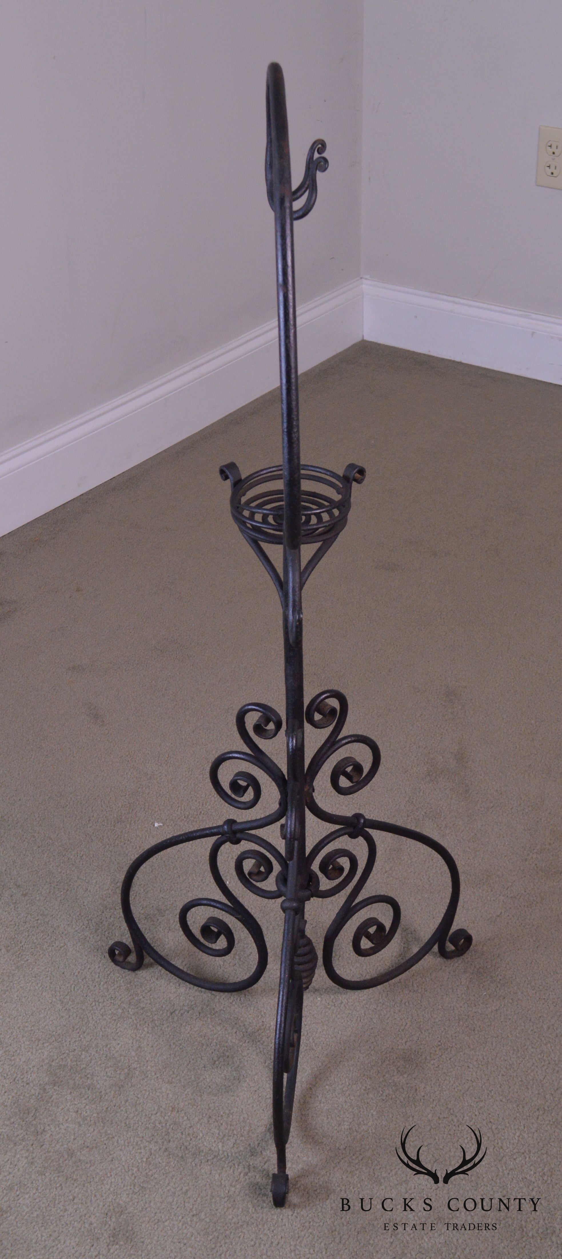 Antique Hand Wrought Iron Tea Kettle Stand