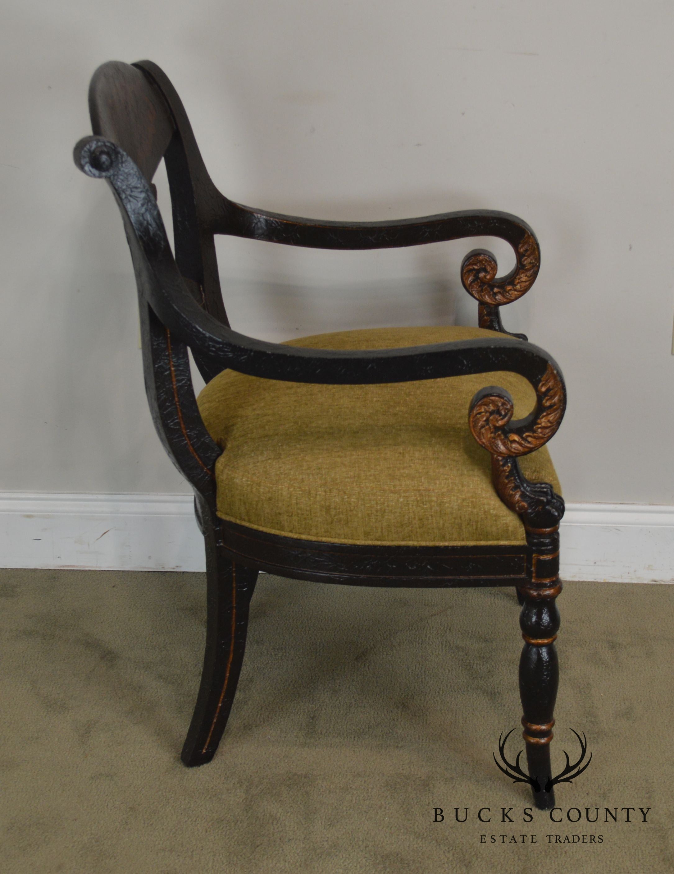 Regency Style Crackle Painted Armchair