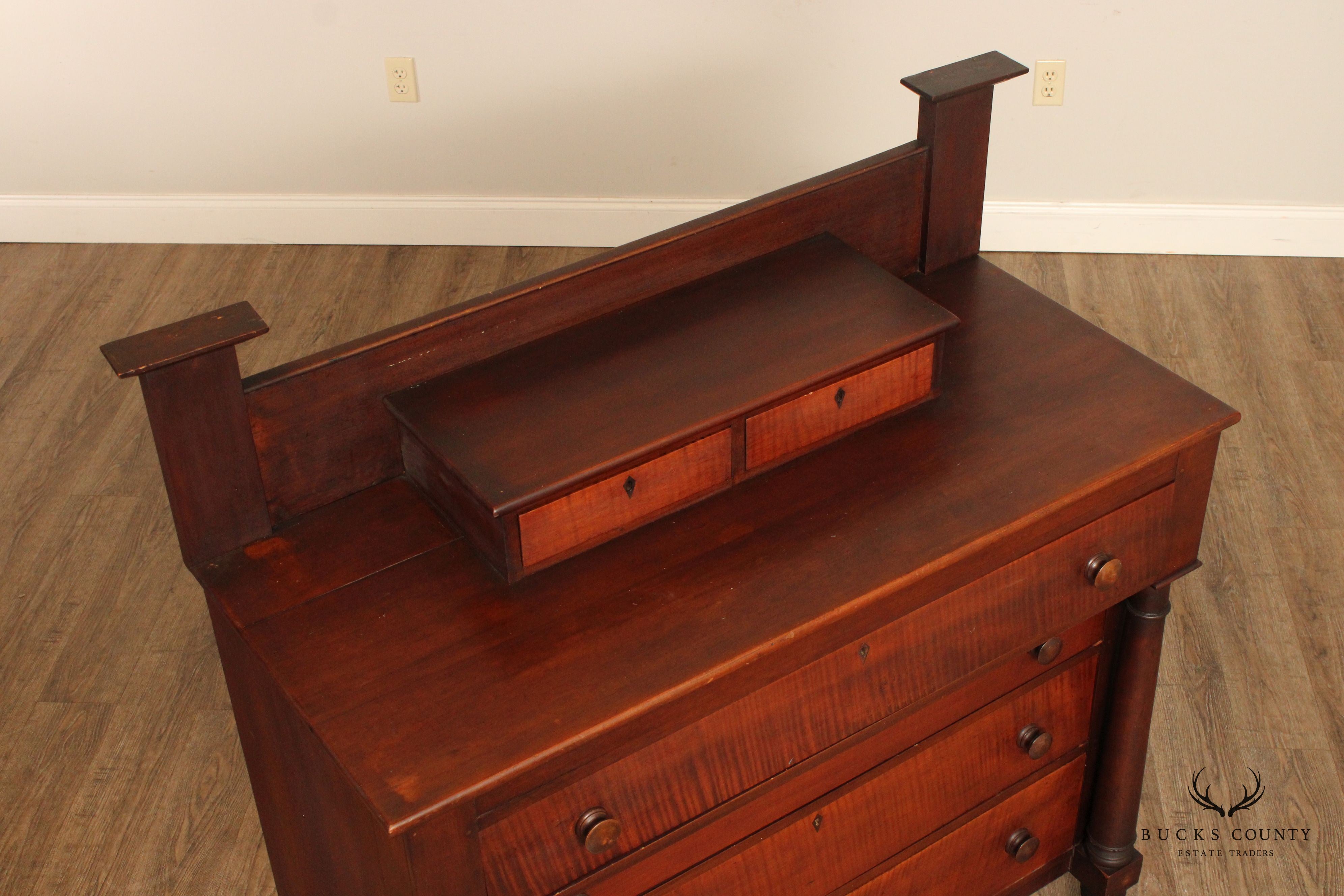 Antique Early 19th C. American Empire Tiger Maple Chest of Drawers