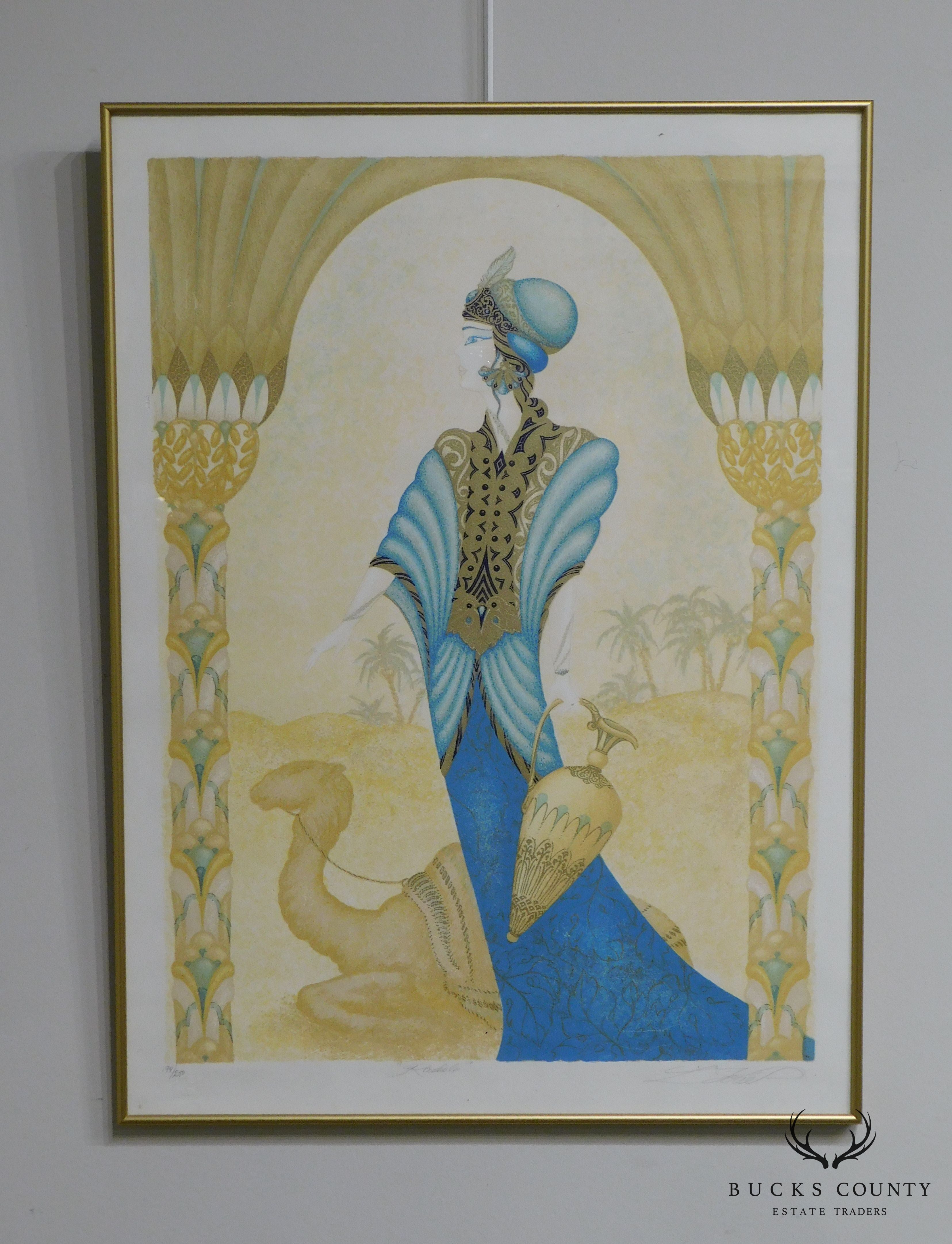 Framed Color Lithograph "Rachele" Limited Edition # 98/250 In the Manner of Erté