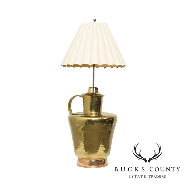 Vintage Hammered Brass Jug Lamp