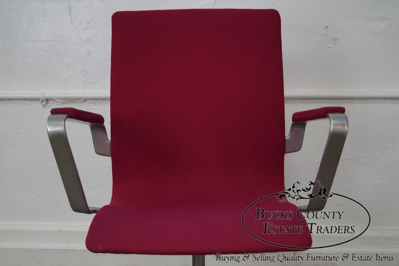 Fritz Hansen Mid Century Modern Swivel Oxford Aluminum Frame Office Arm Chair