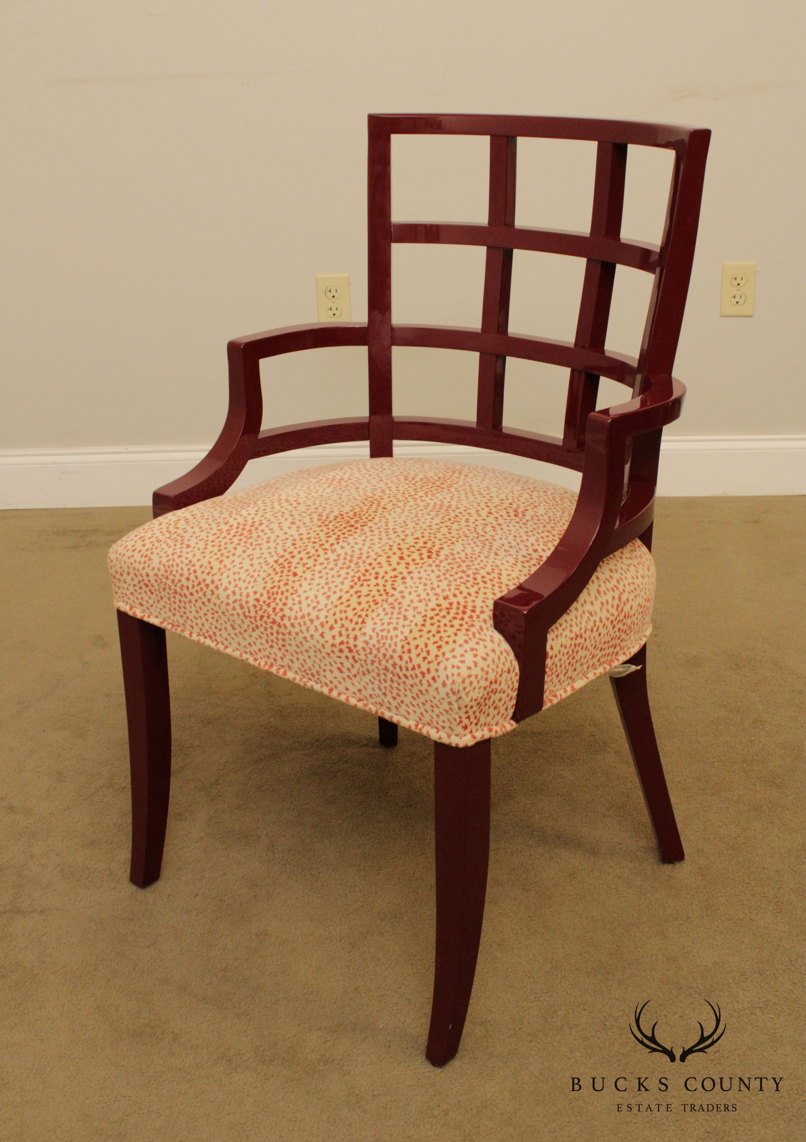 Century Furniture Vintage Asian Style Red Lacquer Ming Armchair