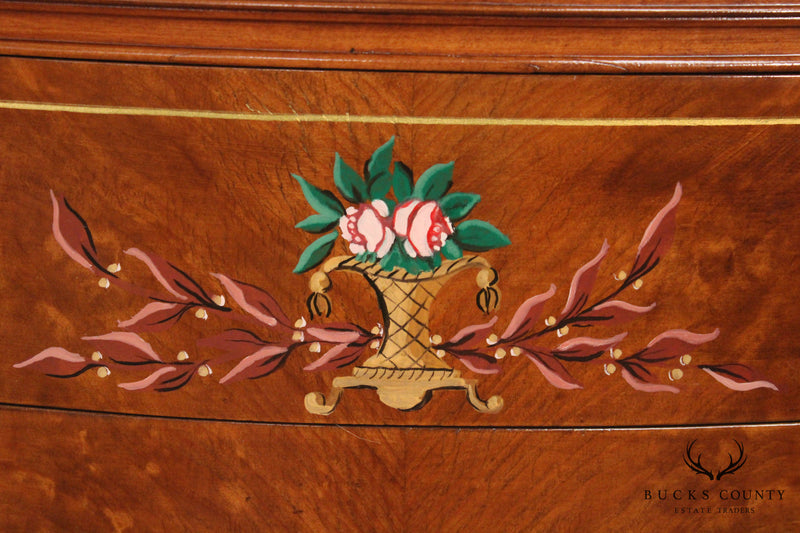 Vintage 1930's French Louis XVI Satin Wood Paint Decorated Chest on Chest