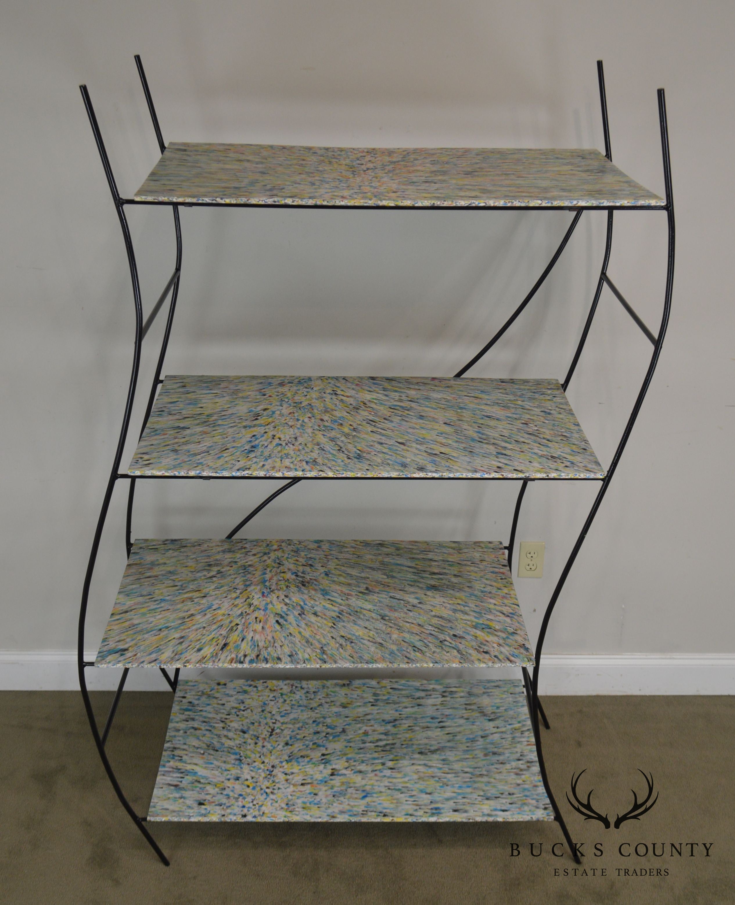 Whimsical Mid Century Modern Iron Etagere Display Rack