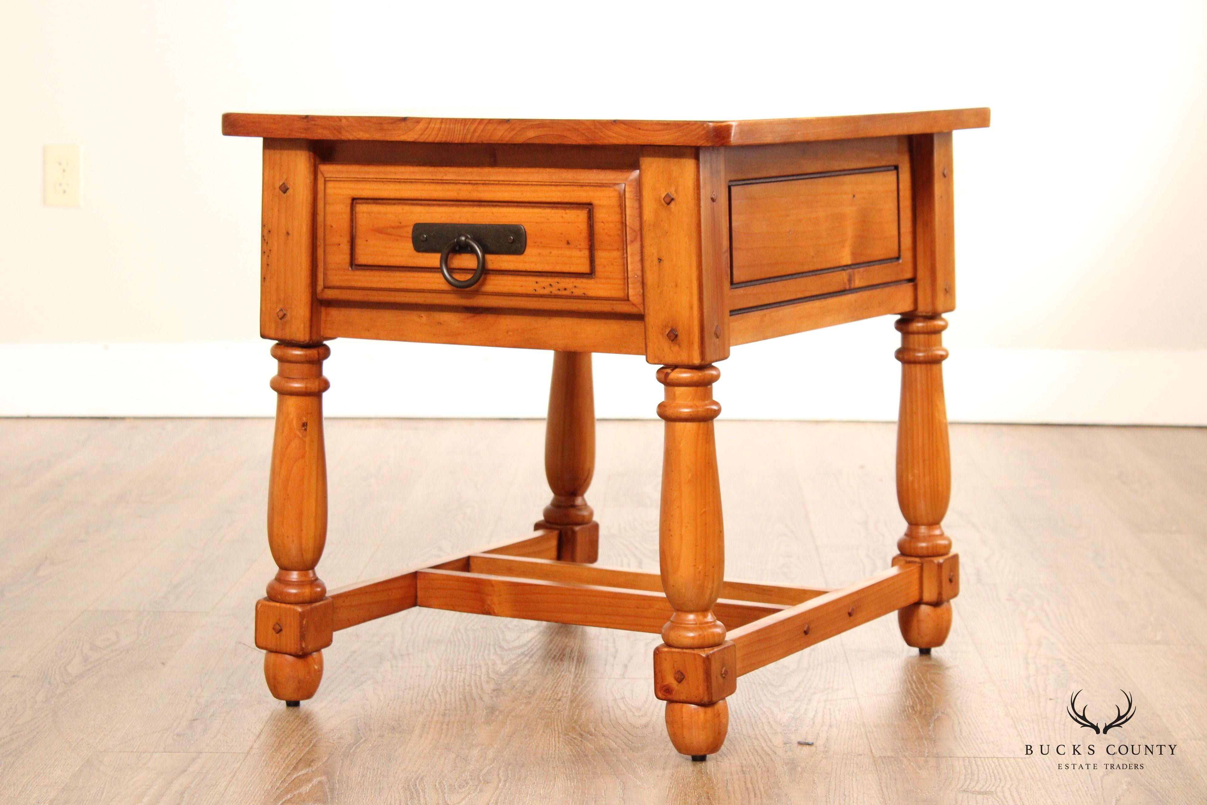 English Traditional Style Pine One-Drawer Side Table