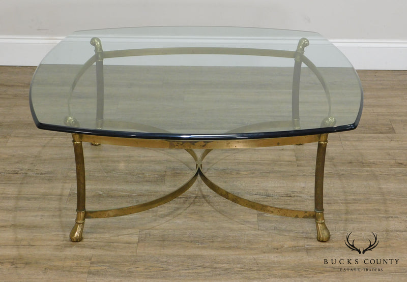Quality Vintage Brass Base Glass Top Coffee Table