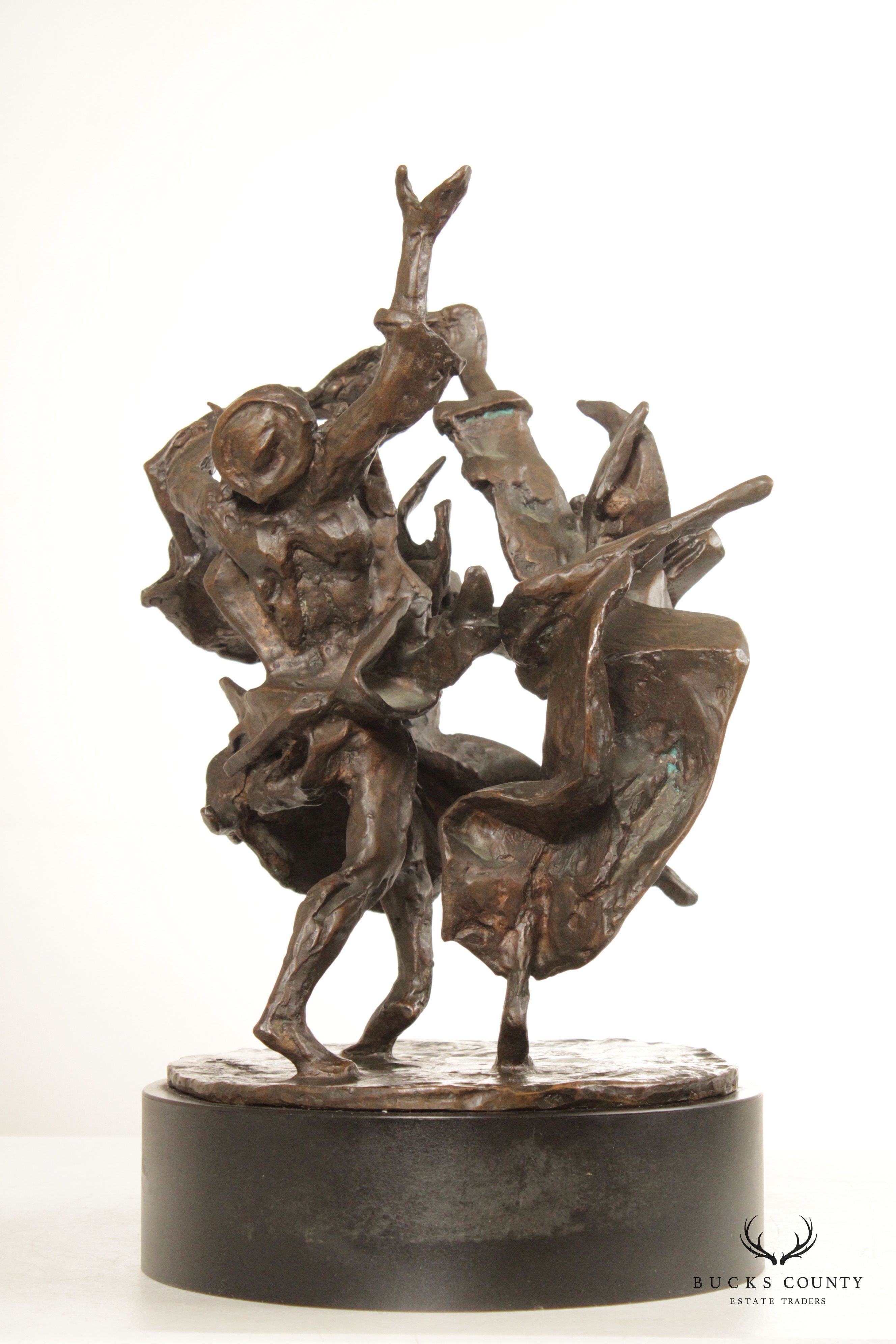 Laura Goodman Abstract Dancing Figures Bronze Sculpture