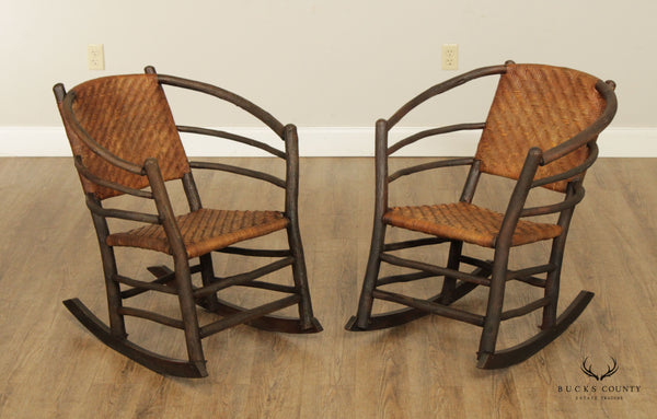 Indiana Hickory Furniture Antique Pair of Hoop Rockers