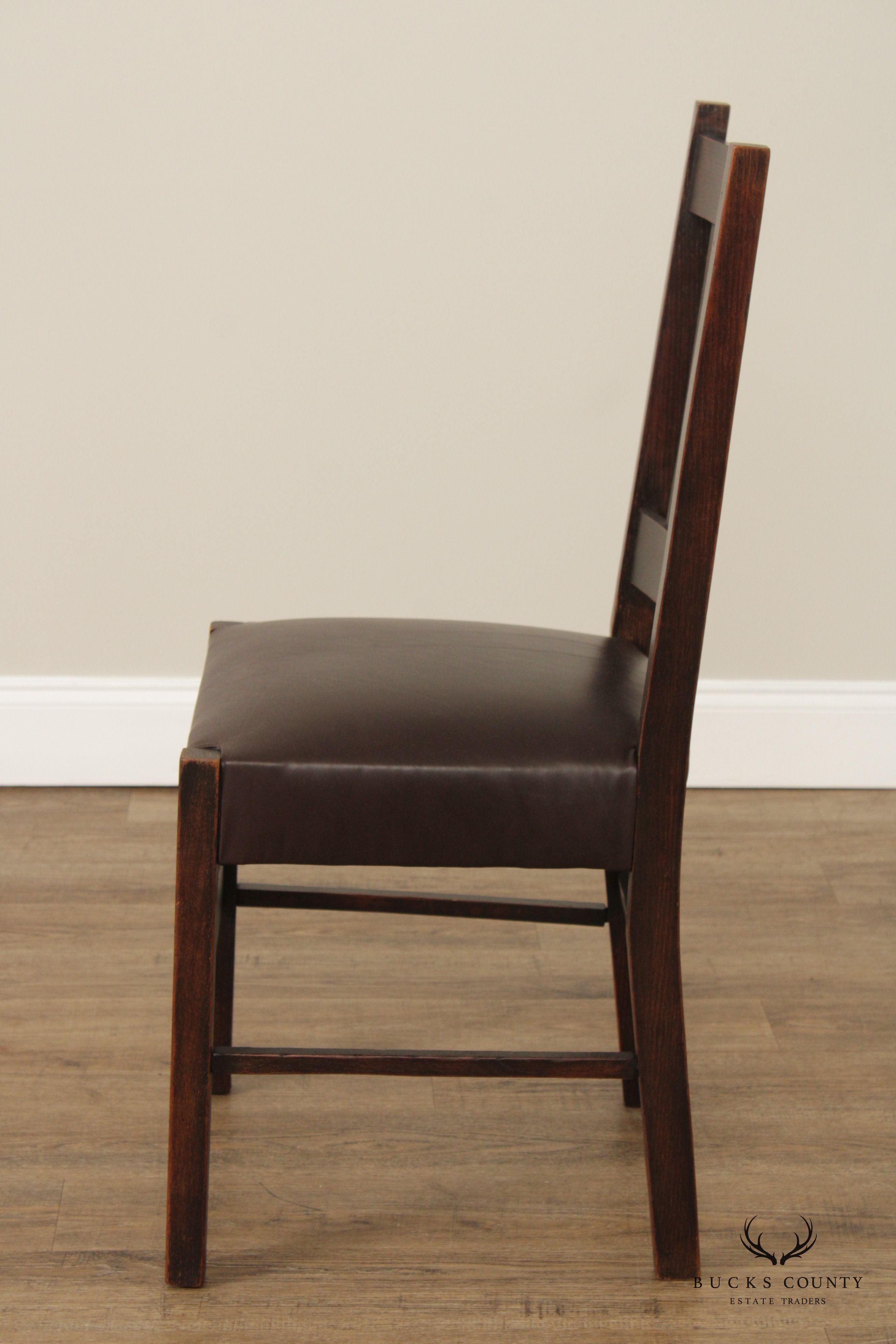 Antique Mission Oak Leather Side Chair