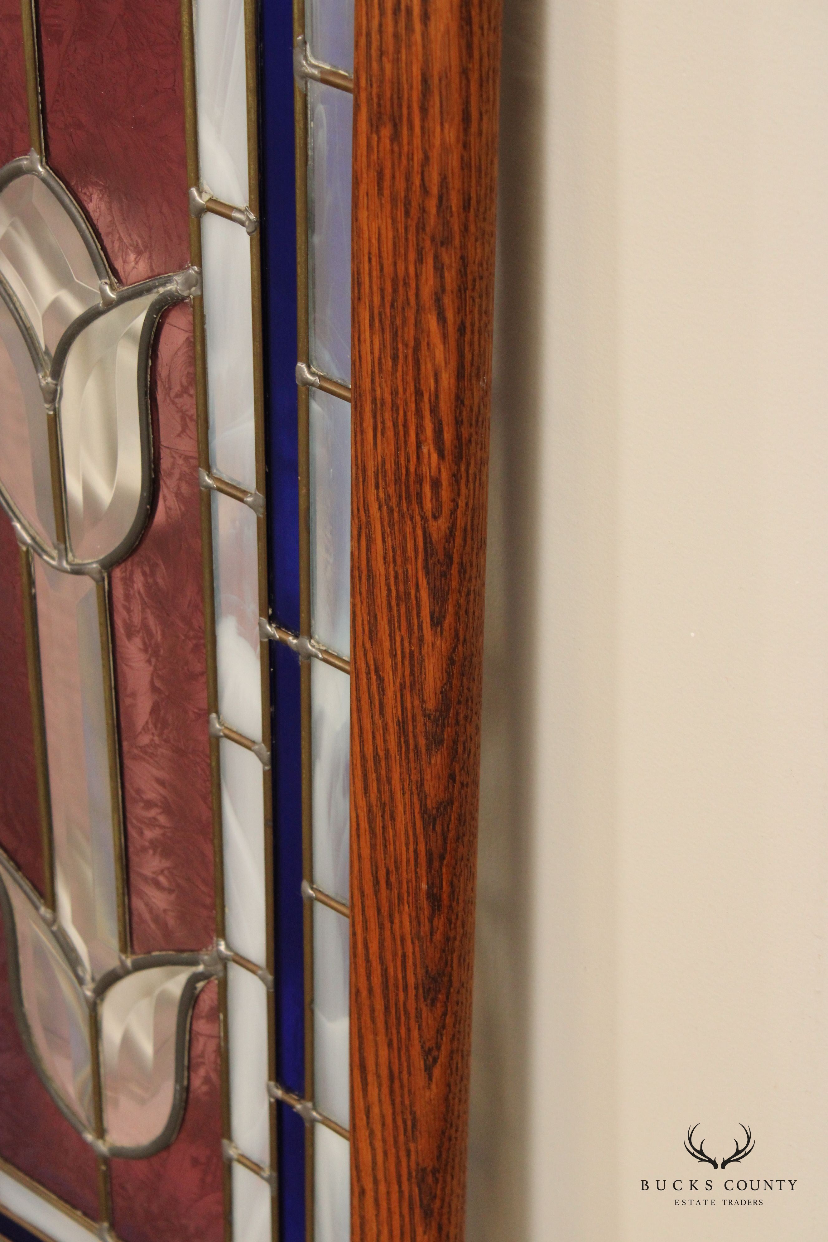 Arts and Crafts Style Stained Glass Transom Window