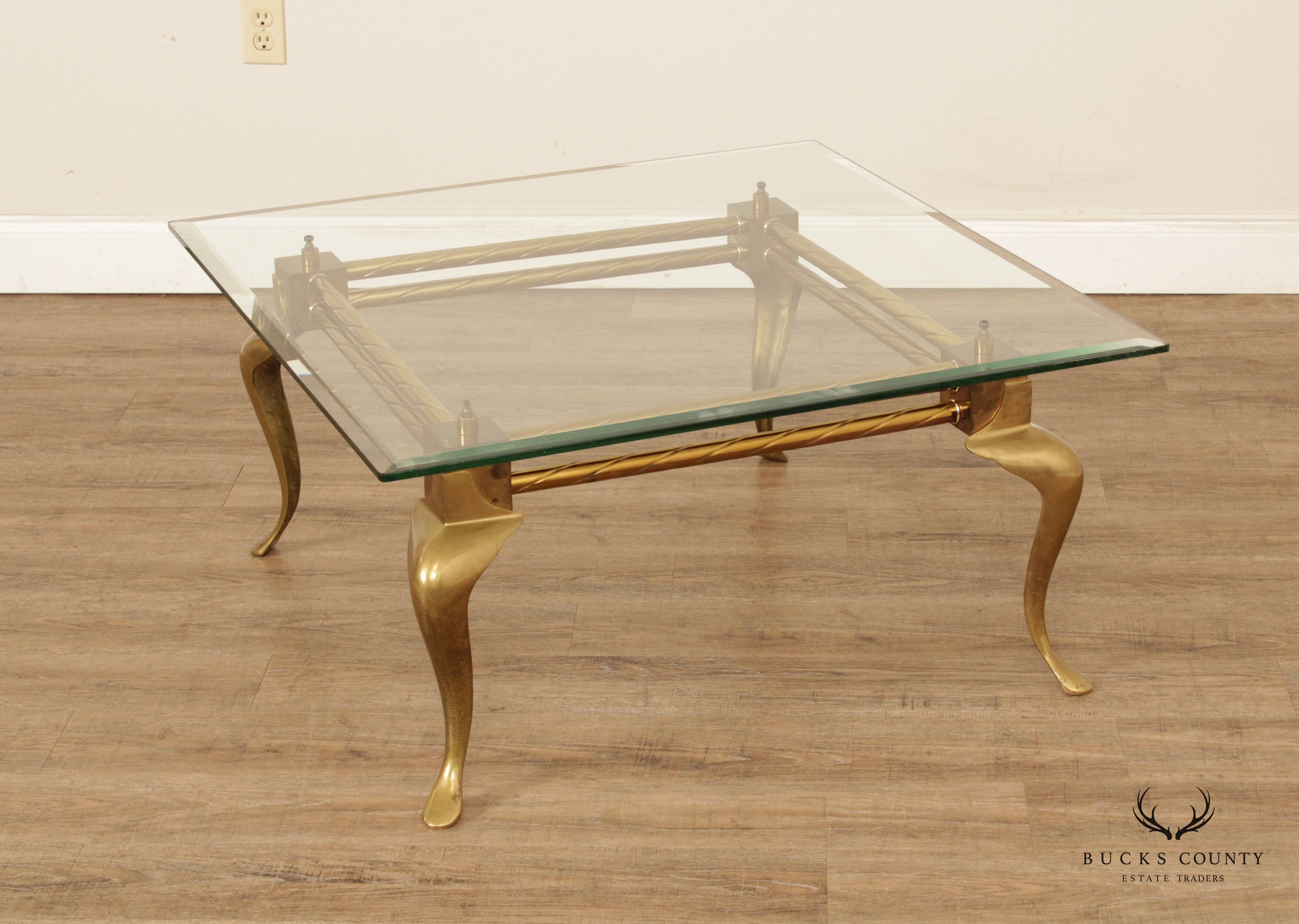 Vintage French Style Brass and Glass Coffee Table