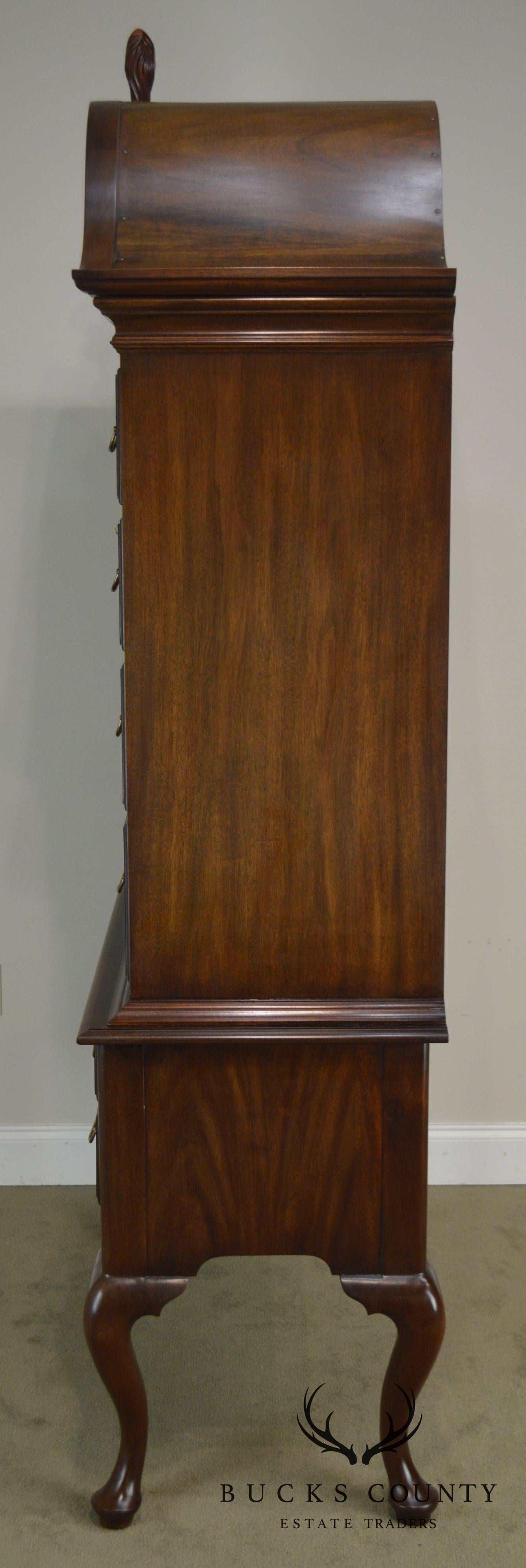 Henkel Harris Mahogany Queen Anne Philadelphia Bonnet Top Highboy