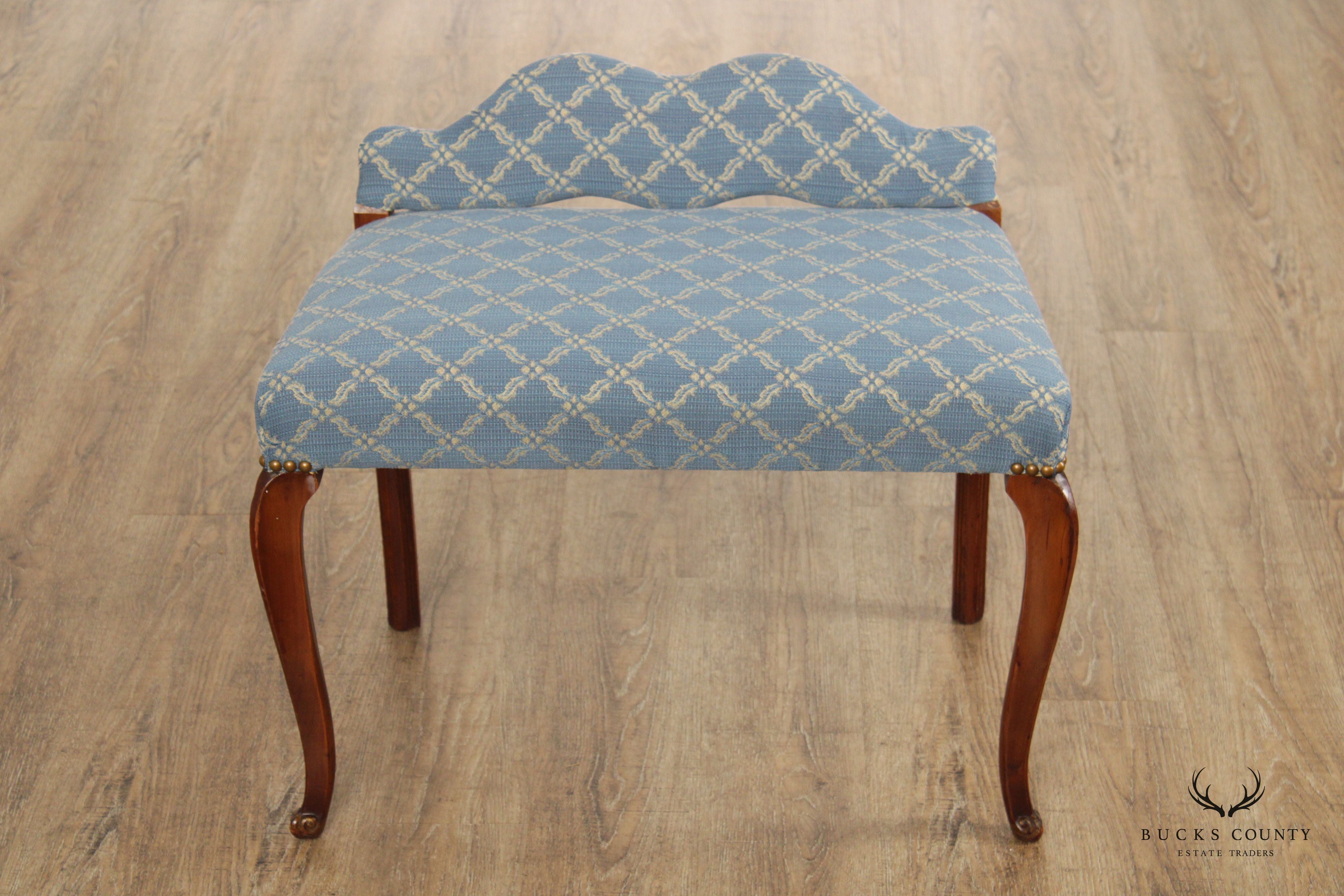 1930's French Louis XV Style Custom Upholstered Vanity Stool