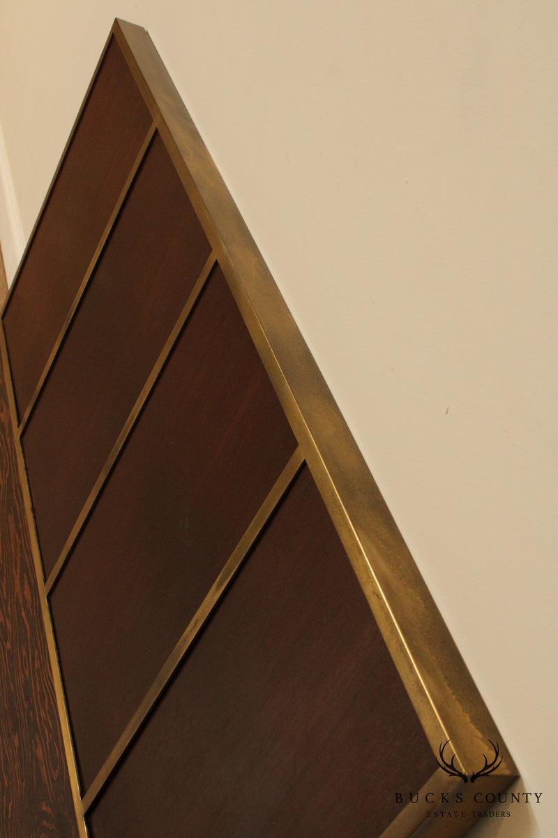 Paul McCobb Mid Century Modern Brass Frame Mahogany Full Headboard