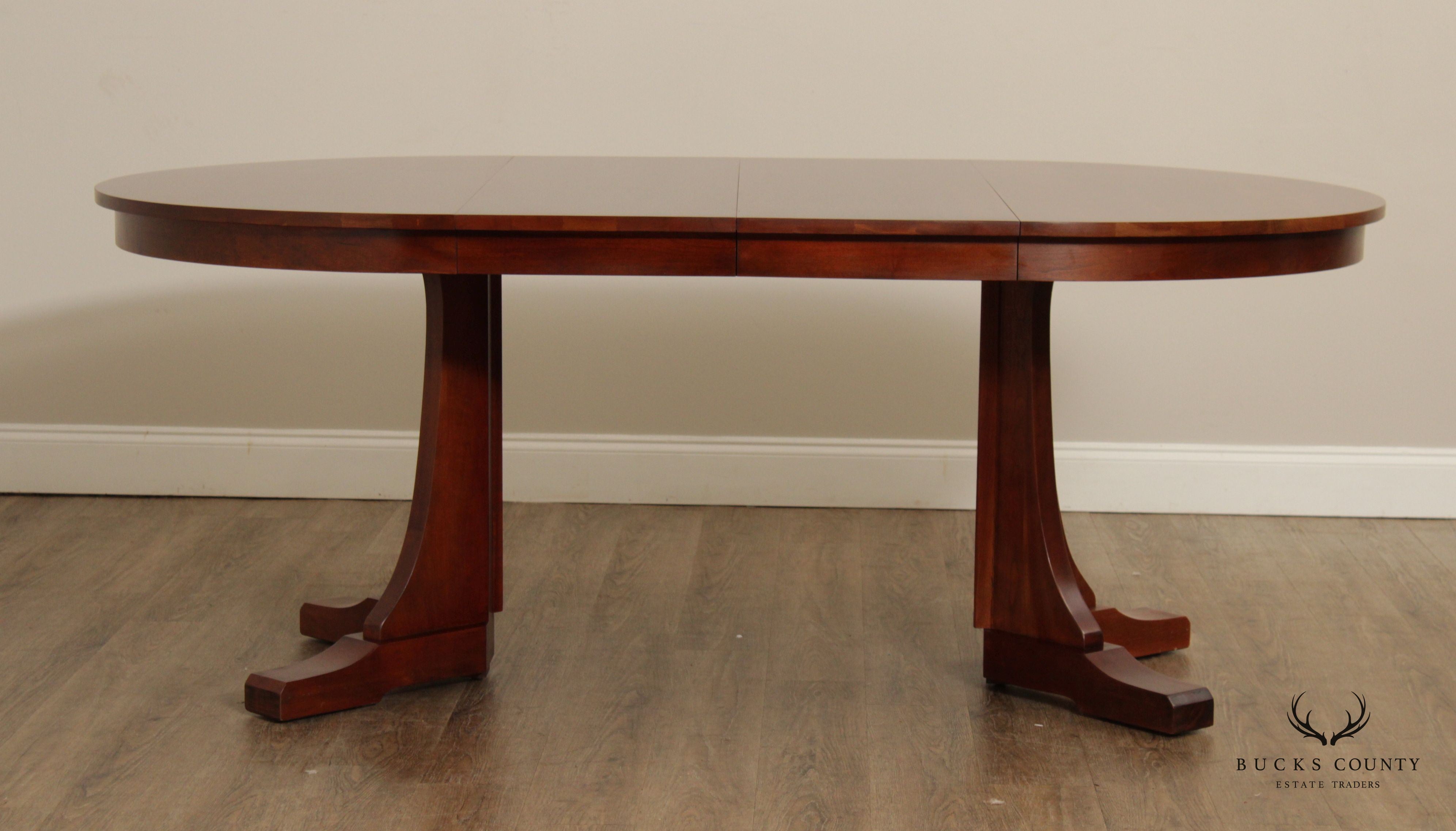 `Stickley Mission Collection Round Cherry Extendable Dining Table