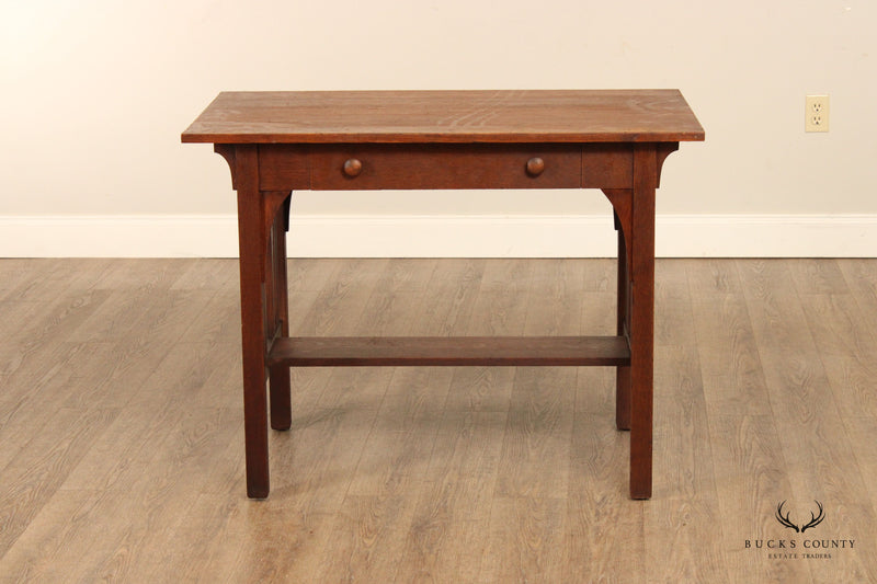 Arts and Crafts Oak Antique Library Table or Writing Desk