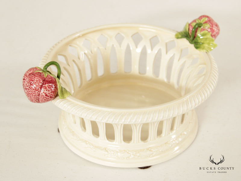 Vintage Italian Ceramic Strawberry Basket