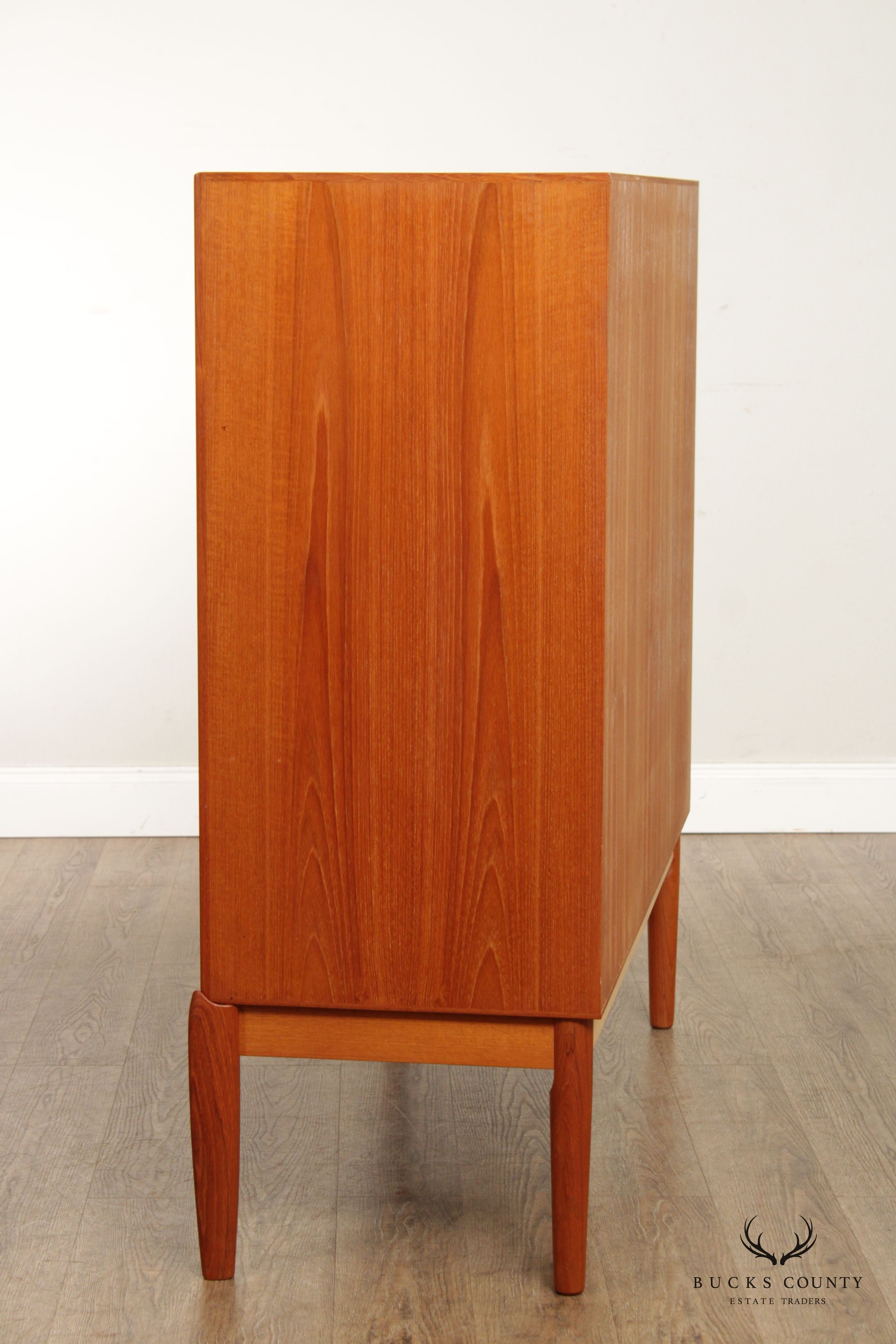 Henry Walter Klein for Bramin Danish Modern Glass Door Teak Bookcase