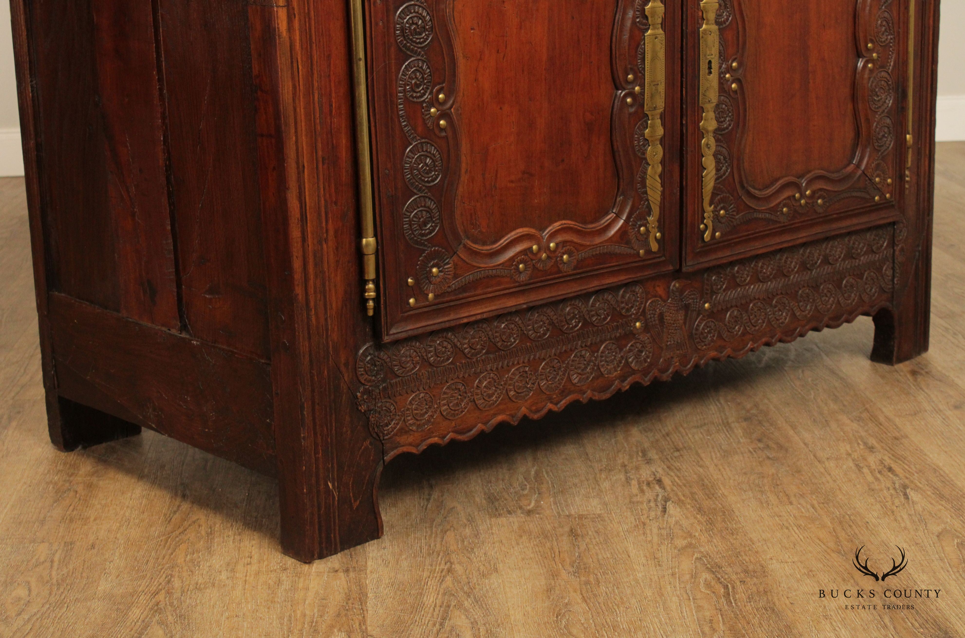 French Antique 19th C. Walnut Vaisellier Cupboard