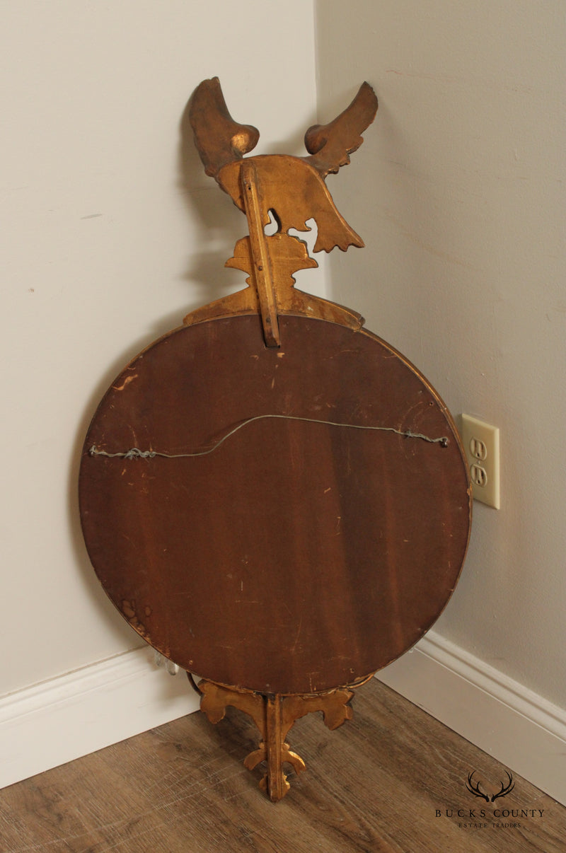 American Federal Style Gilt Eagle Carved Convex Girandole Mirror