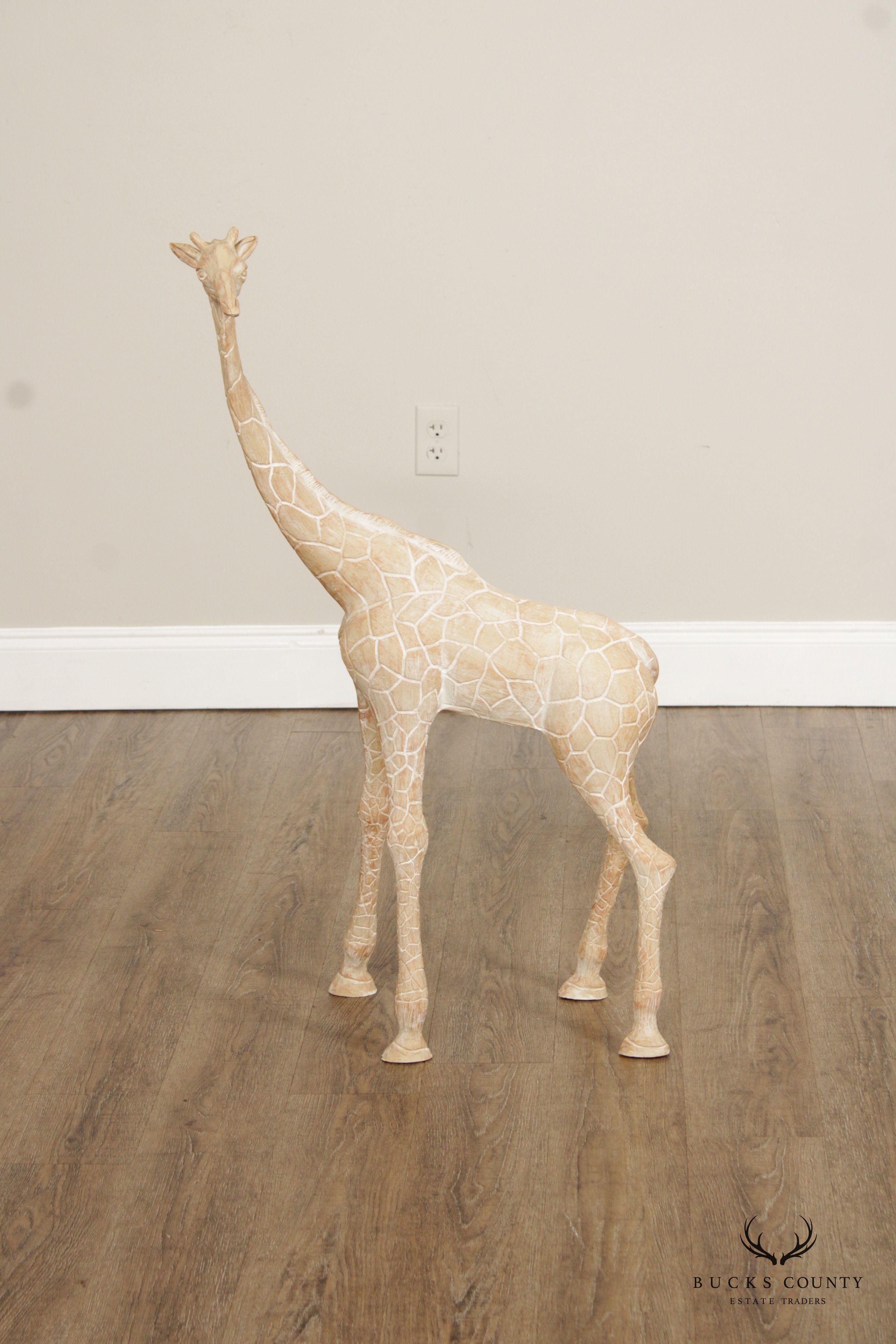 Vintage Carved Wood Giraffe Sculpture