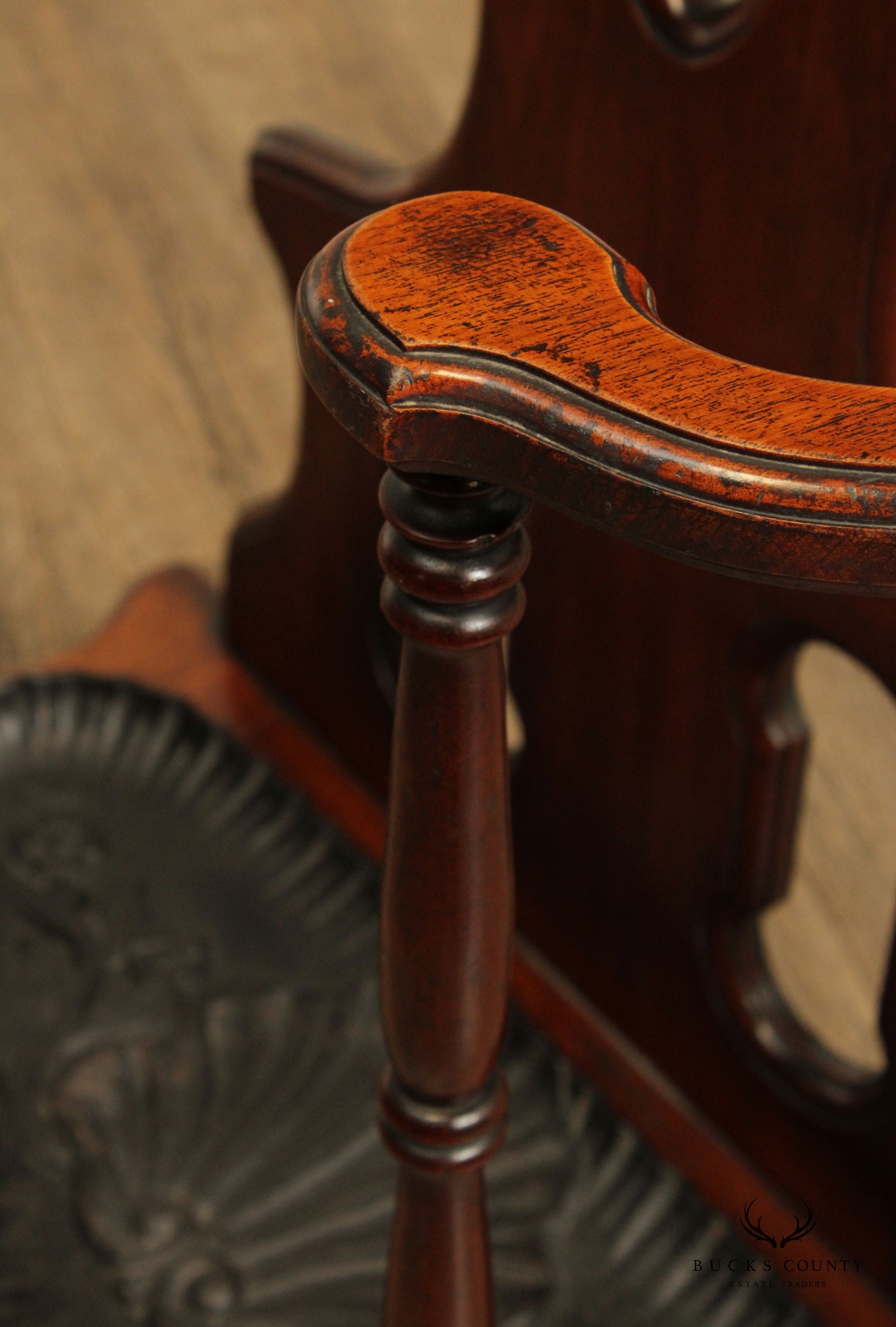 Antique 19th C. Victorian Walnut Hall Tree with Mirror