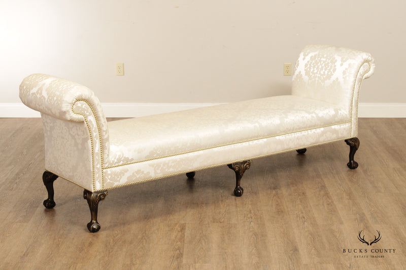 Chippendale Style Upholstered Long Upholstered End of Bed or Window Bench