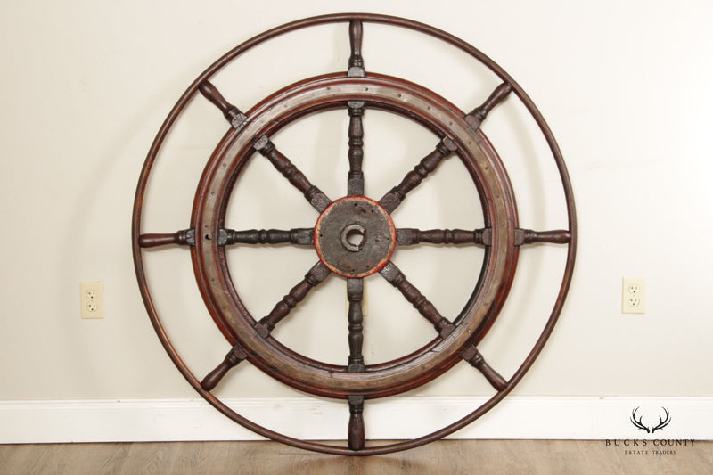Antique Nautical 52 Inch Wooden Ships Wheel