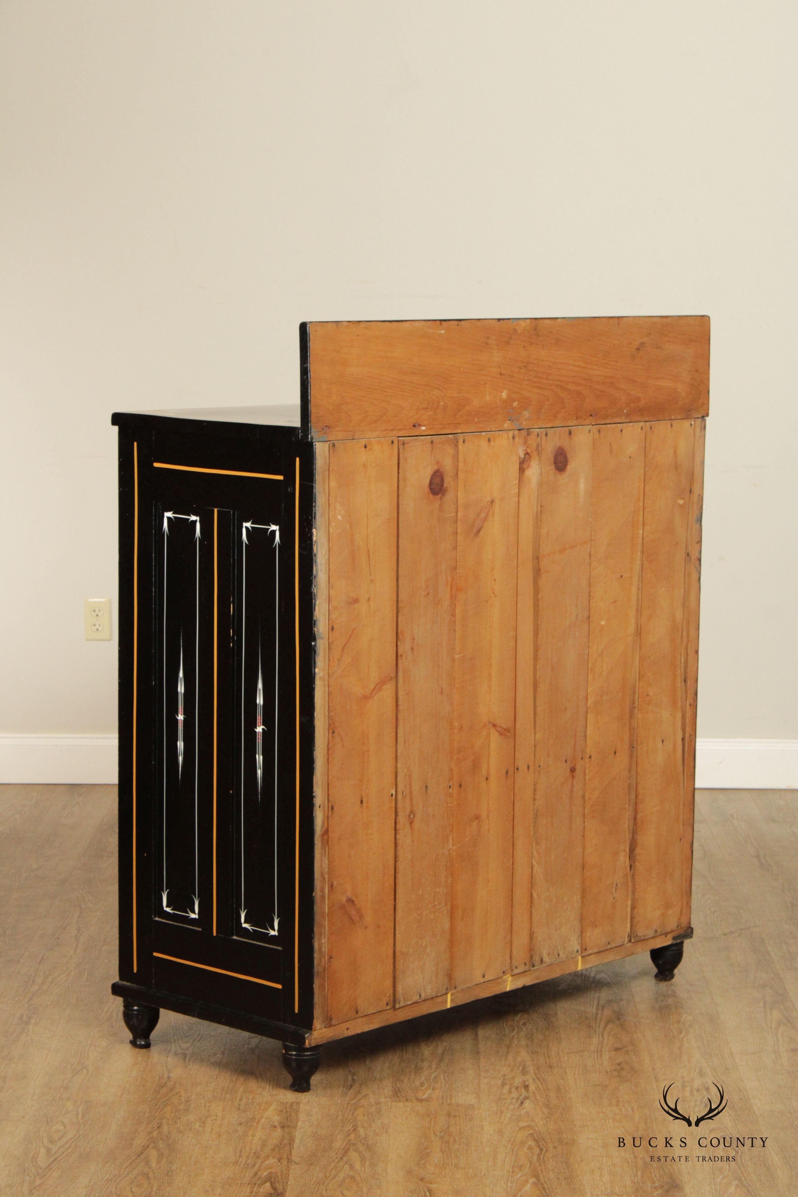 Antique Hand Painted Ebonized Jelly Cupboard