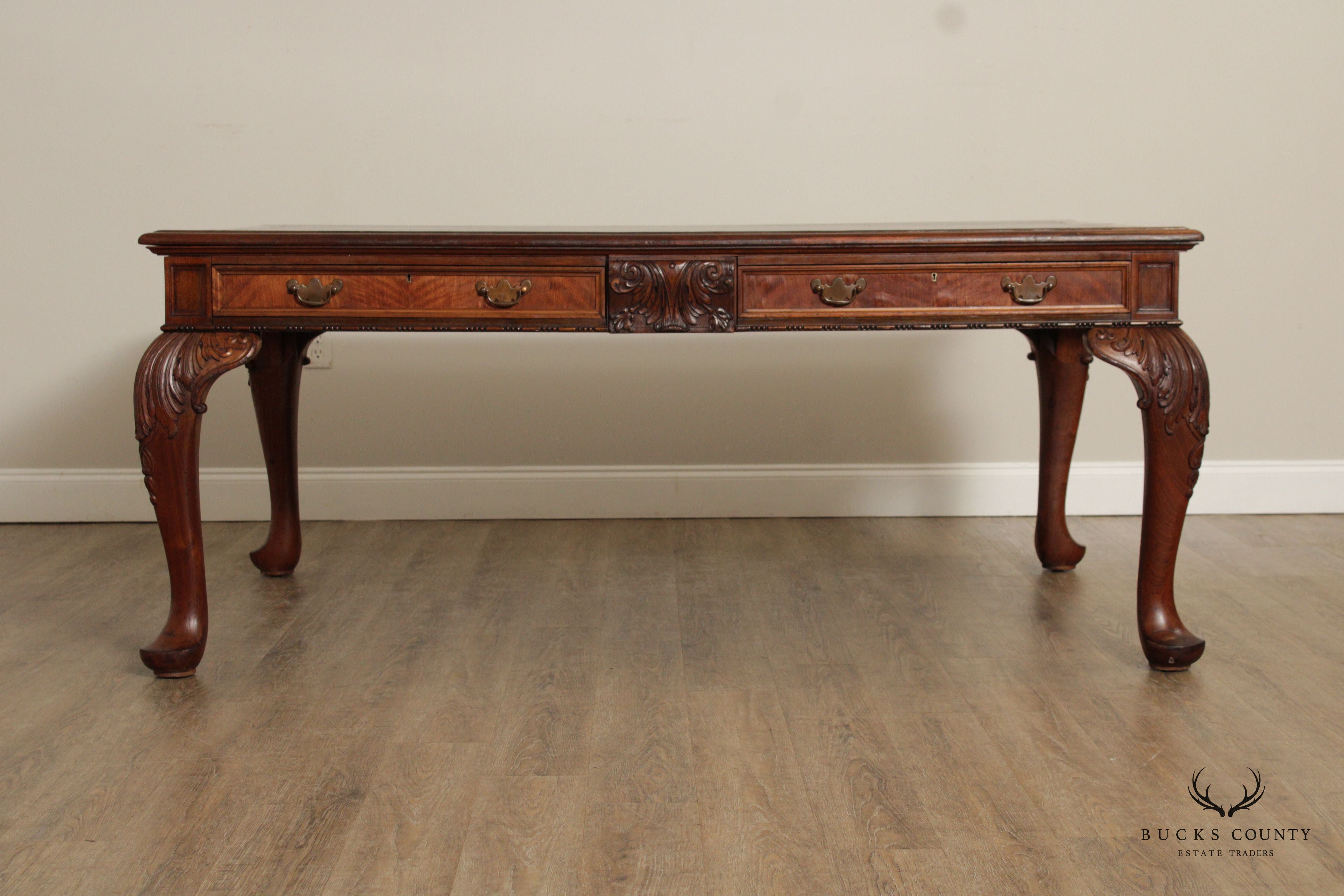 Georgian Style Antique Mahogany Leather Top Partners Desk