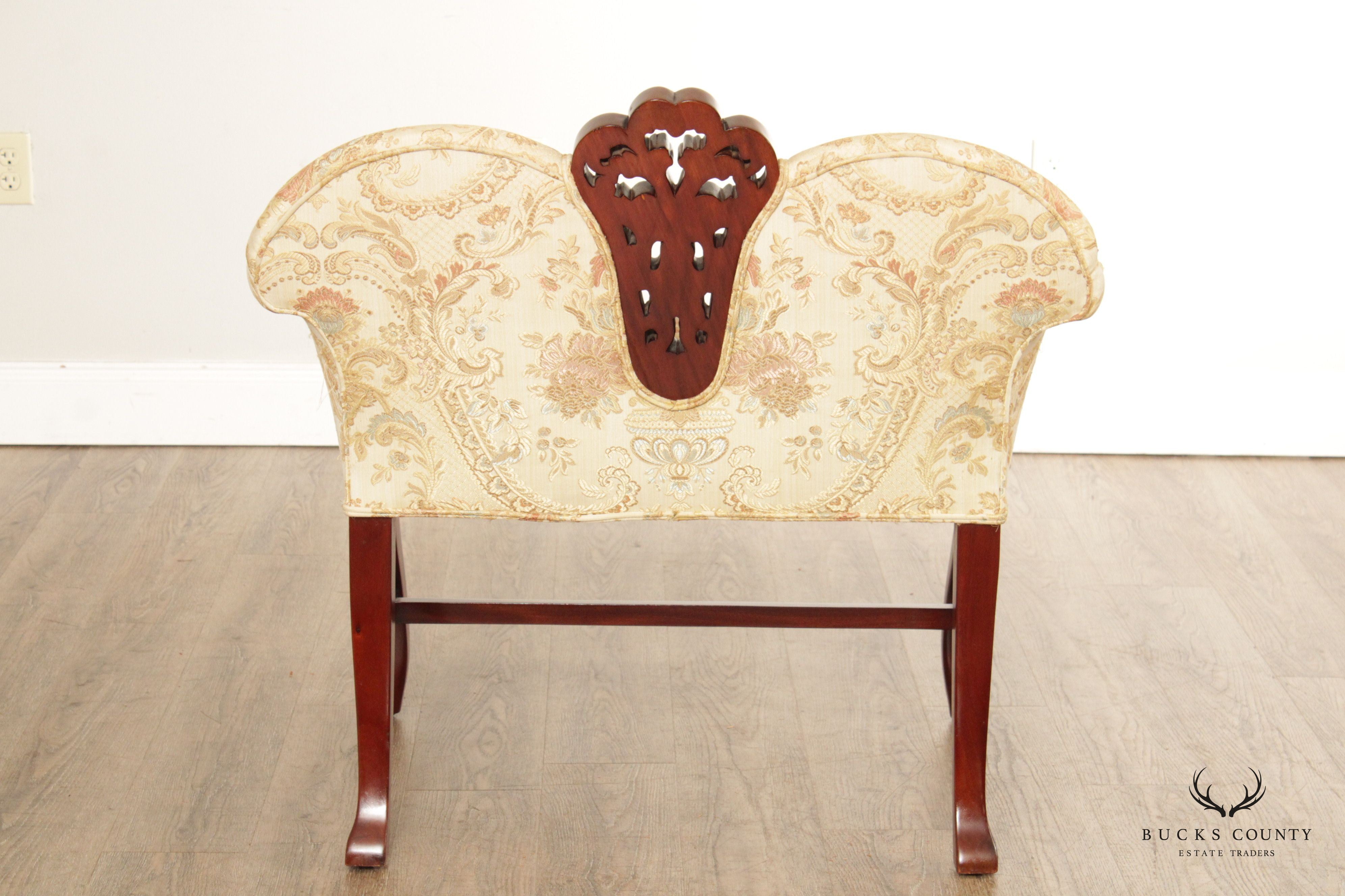 Quality French Victorian Style Custom Upholstered Petite Settee