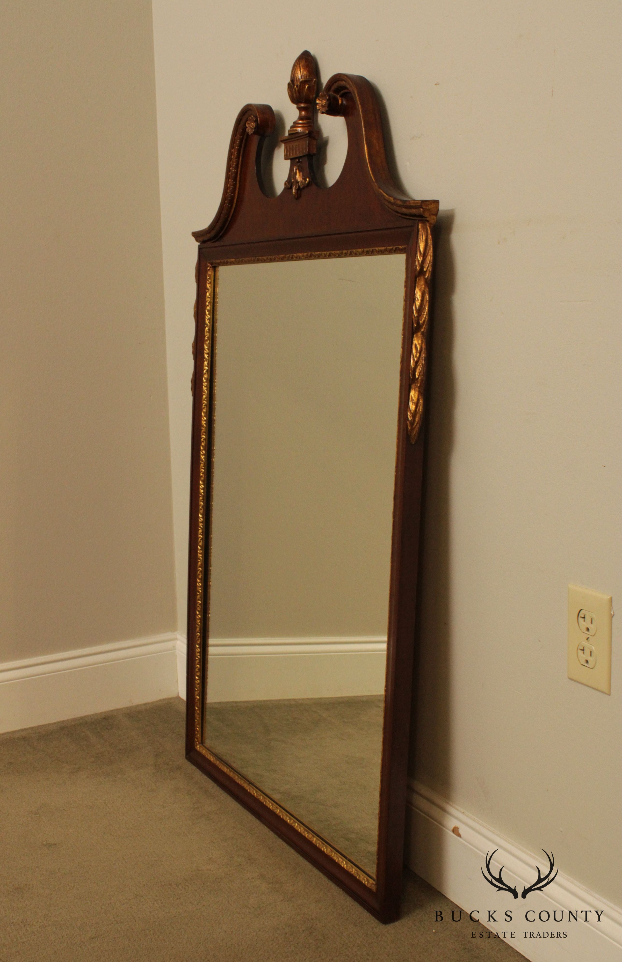 Friedman Brothers Vintage Georgian Style Mahogany, Partial Gilt Wall Mirror #5488