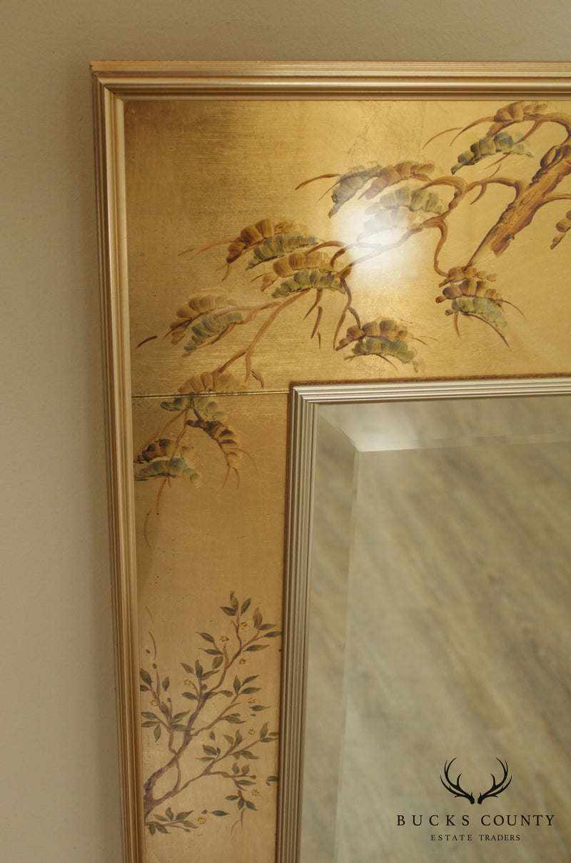 LaBarge Gold Chinoiserie Eglomise Reverse Painted Mirror