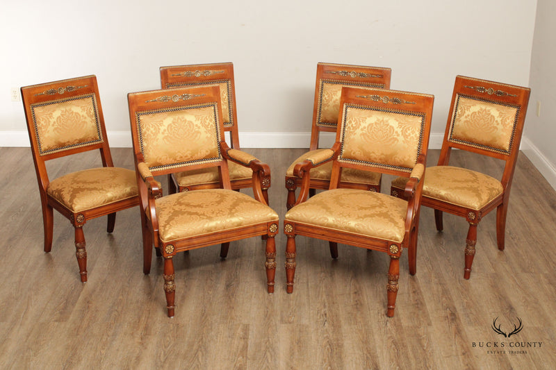 Pair of 1920's Carved Antique Georgian Chairs with Arms, Needlepoint  Upholstery