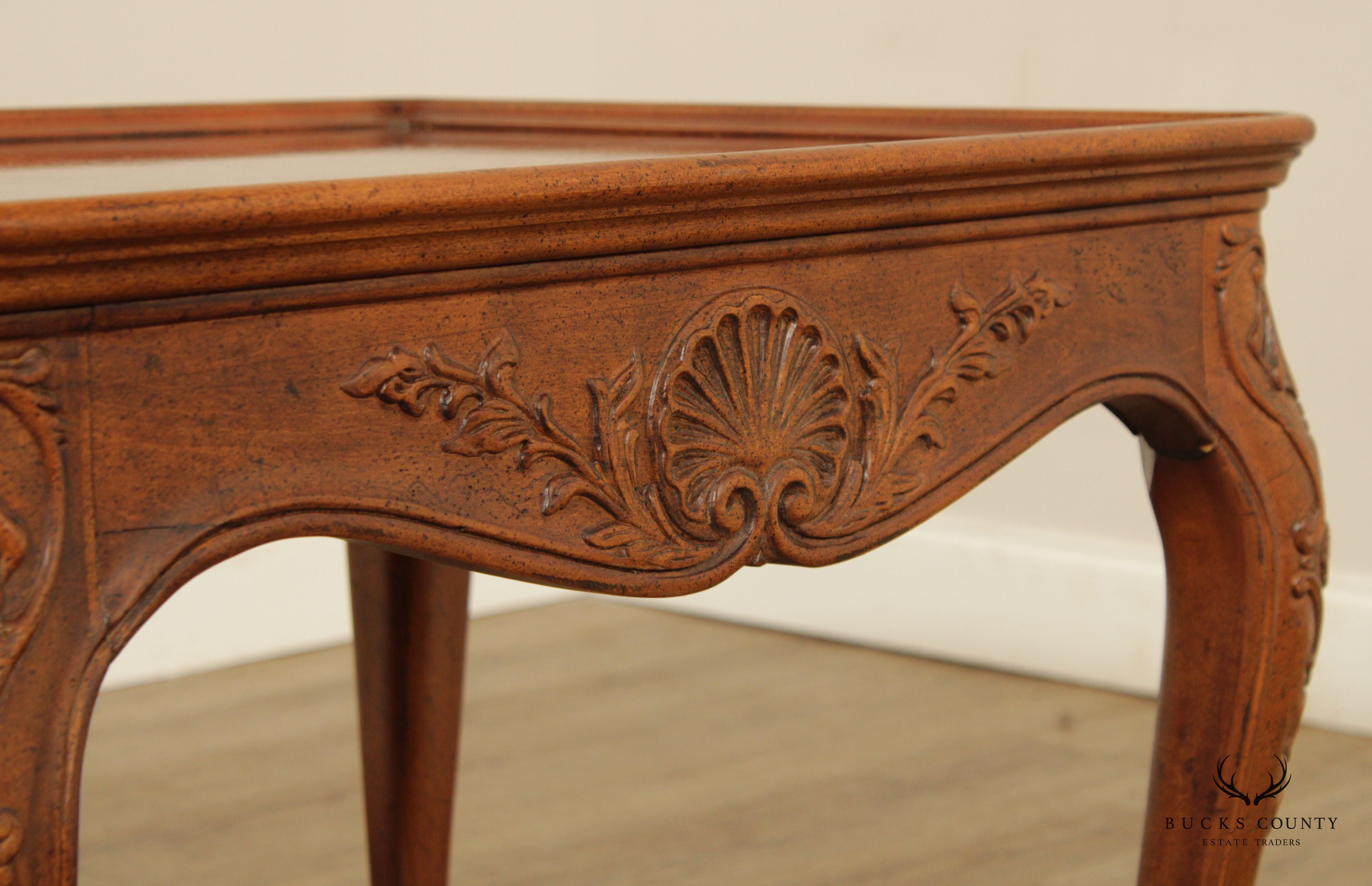 Henredon French Provincial Style Carved Walnut Side Table