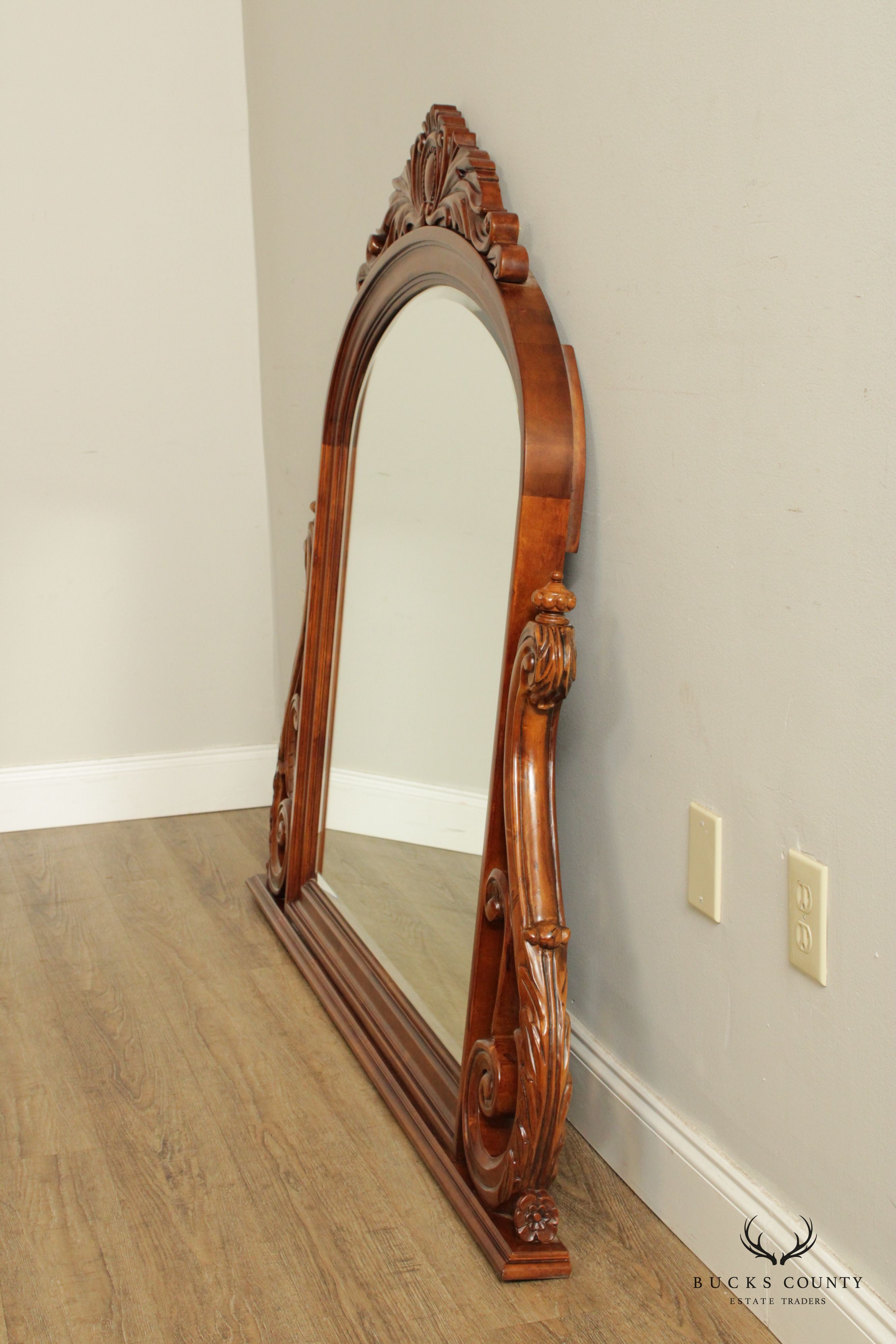 Victorian Style Carved Frame Large Over Mantel Mirror