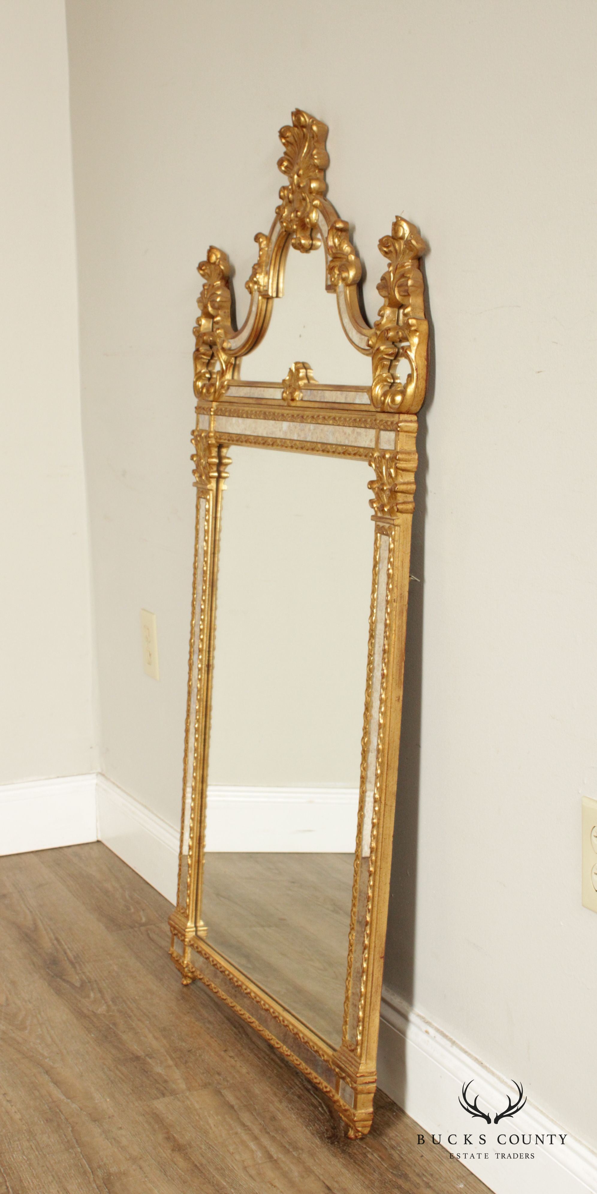 LaBarge Italian Rococo Style Giltwood Carved Wall Mirror