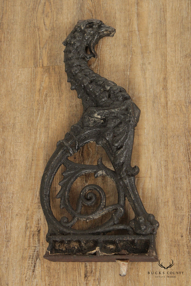 Antique Victorian Cast Iron Figural Griffin Architectural Ornament